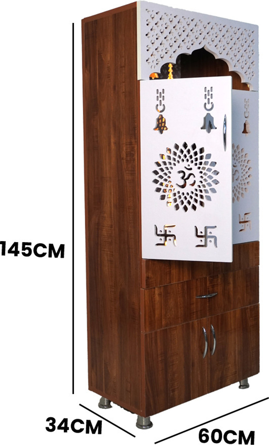 Image of NITAYRA Wooden Temple Big Size With Led Light Engineered Wood Home Temple (Height: 145, Pre-assembled)