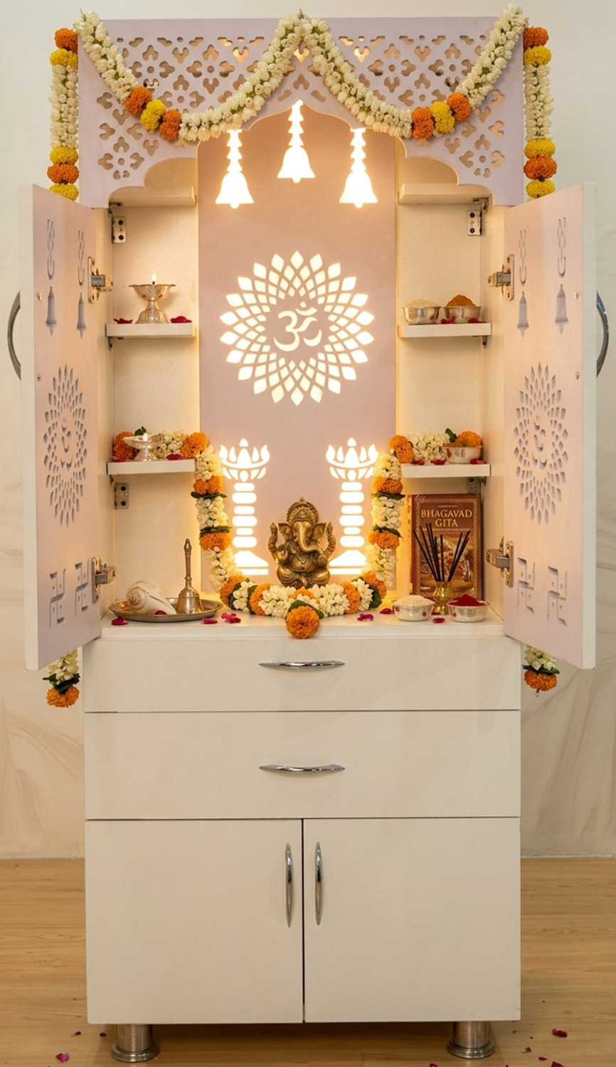 Image of Meciv Solid Wood Home Temple (Height: 145, DIY(Do-It-Yourself))