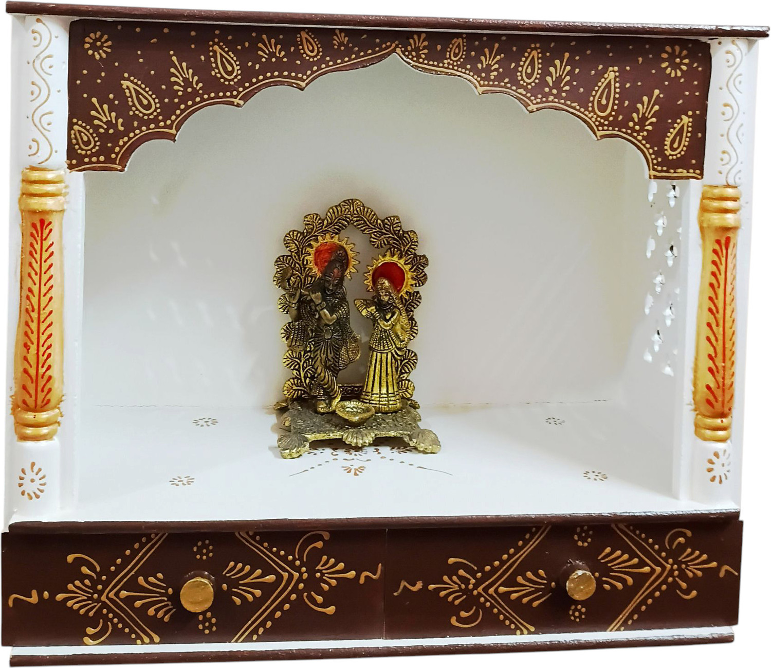 Image of JAMWAIART Wooden Temple for Home Pooja, Arti Solid Wood Home Temple (Height: 55, Pre-assembled)