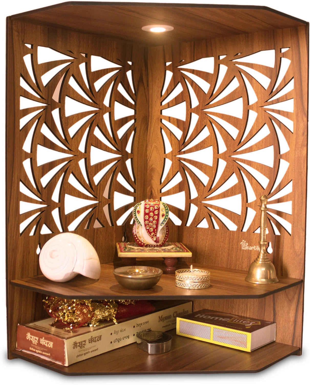 Image of JAMWAIART Wooden Temple for Home Pooja, Arti Solid Wood Home Temple (Height: 55, Pre-assembled)