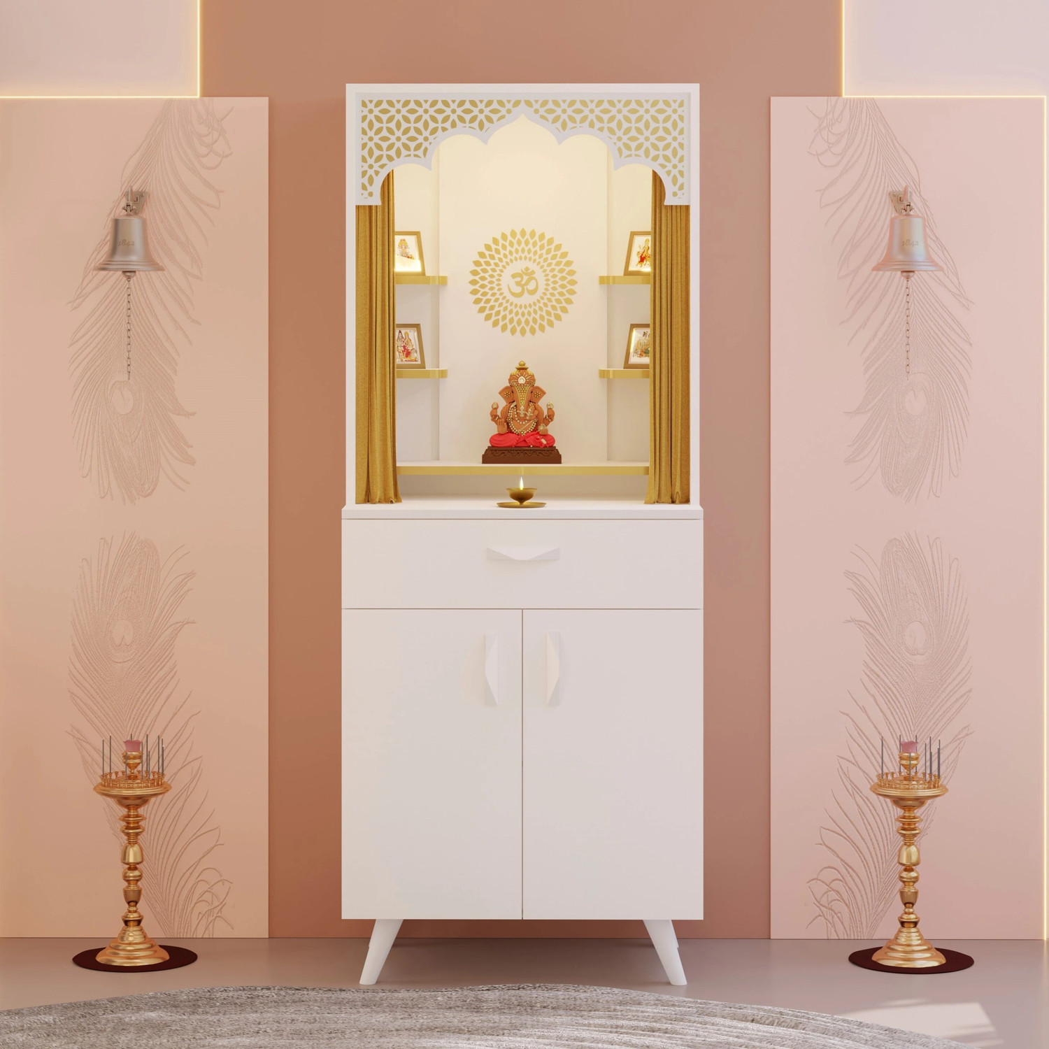 BLUEWUD Sharnam Pooja Mandir with Storage - Image 6