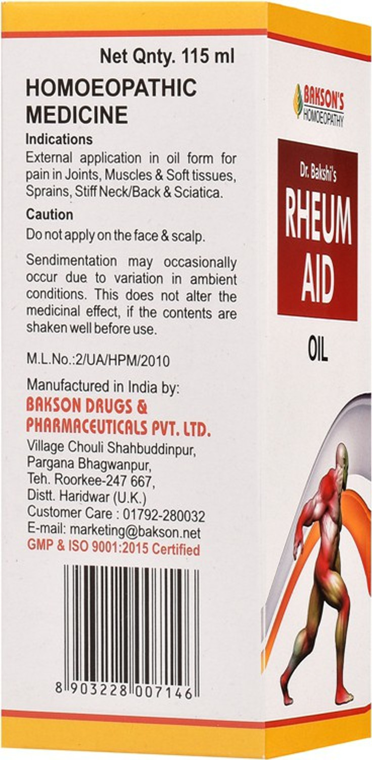 Image of Bakson's Homoeopathy Rheum aid oil Liquid (5 x 115 ml)