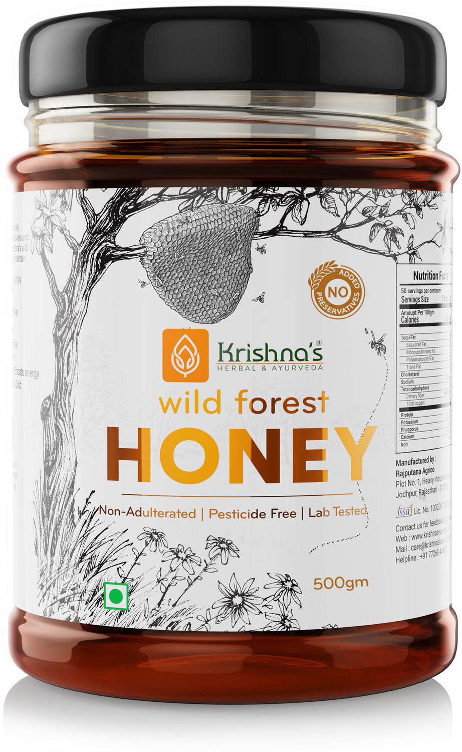 Image of Love Of India Forest Honey (Raw, Unfiltered, Unprocessed & Non-Pasteurised) (2 x 1200 g)