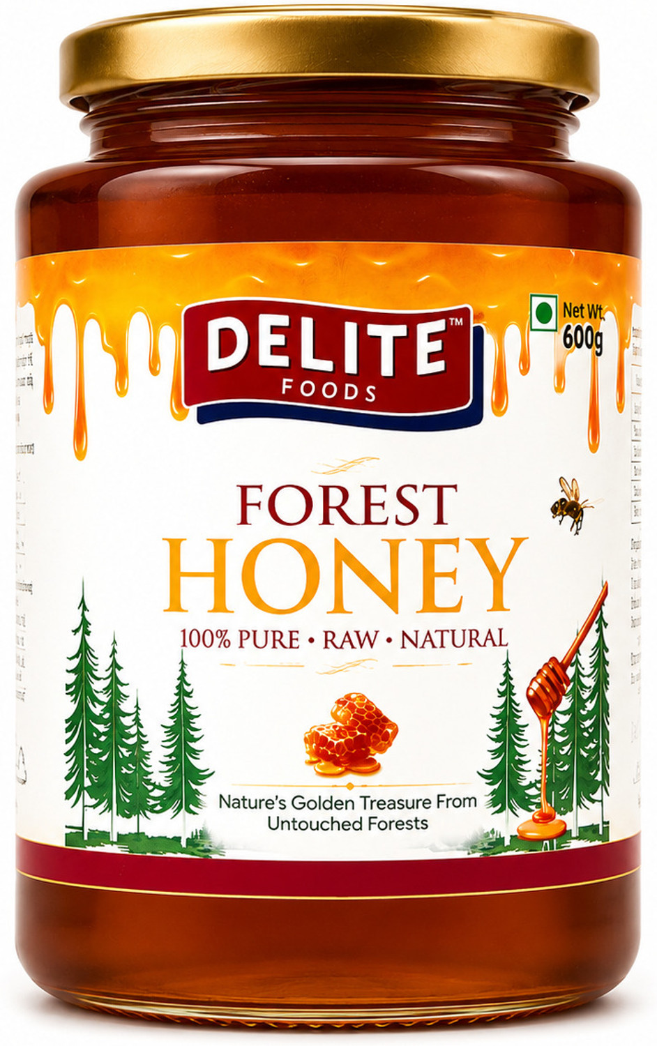 Image of Love Of India Forest Honey (Raw, Unfiltered, Unprocessed & Non-Pasteurised) (2 x 1200 g)