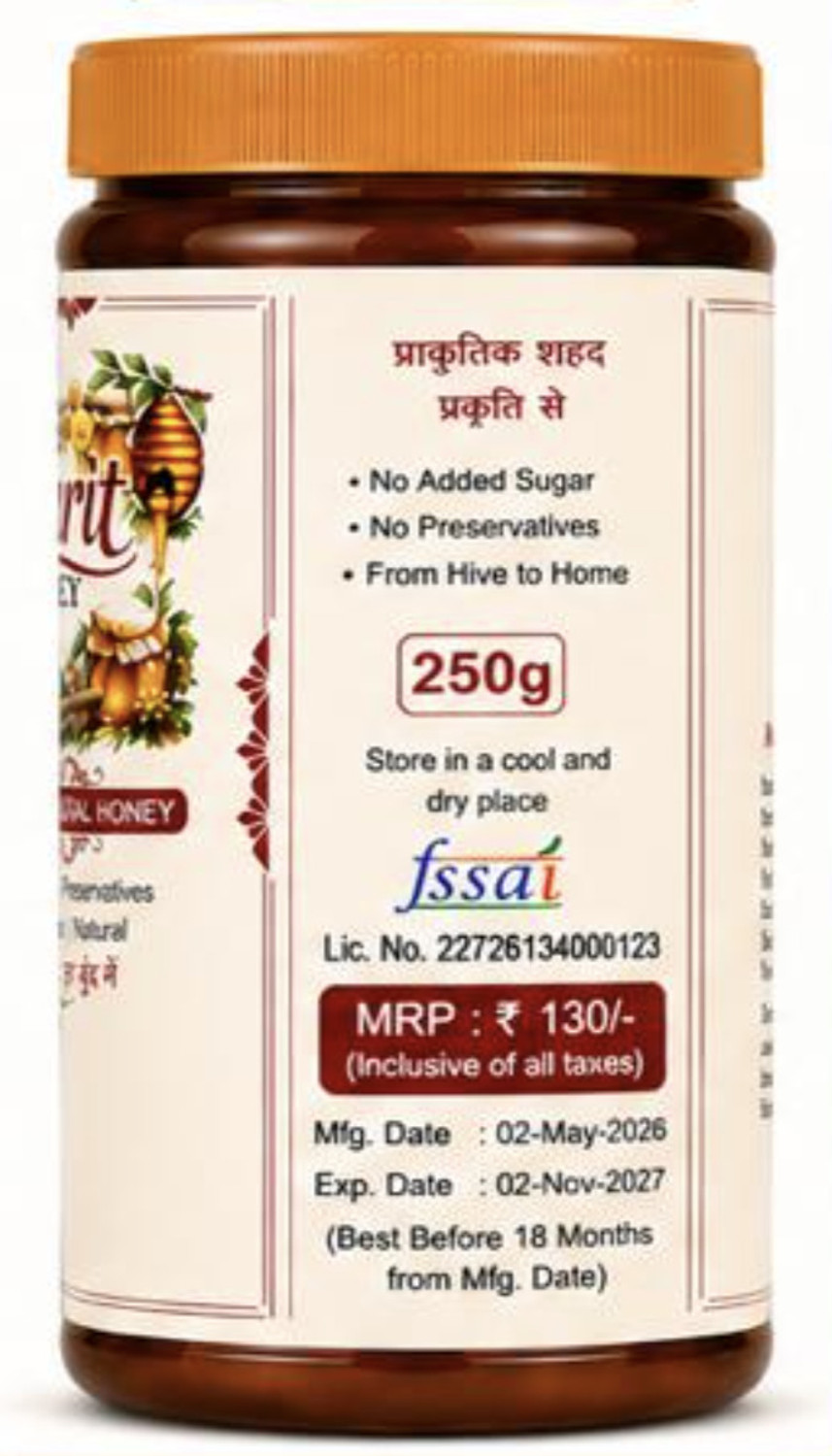 Image of Amrit Pure Natural HoneySuperbee Raw honey Enriched with royaljelly (252 g)