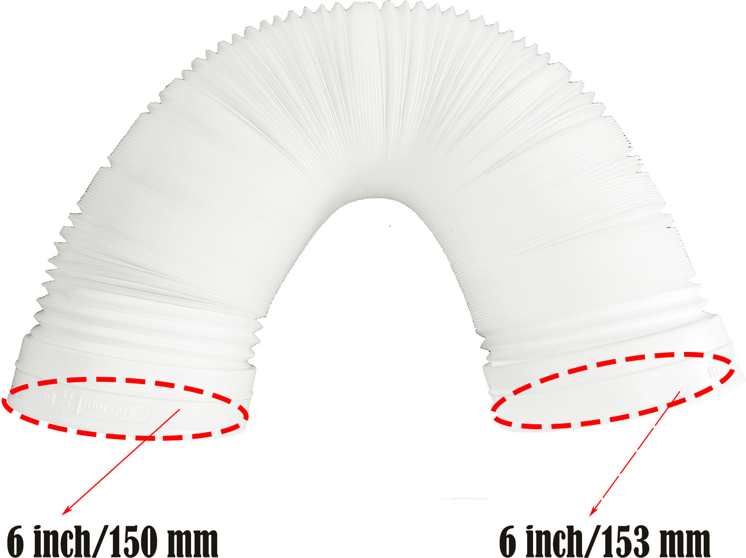 Image of Ardnib 6 Inch /150mm Kitchen Chimney PVC Flexible Duct Pipe 8 feet / Exhaust pipe Suitable For All Brand Of Chimneys Hose Pipe (250 cm)