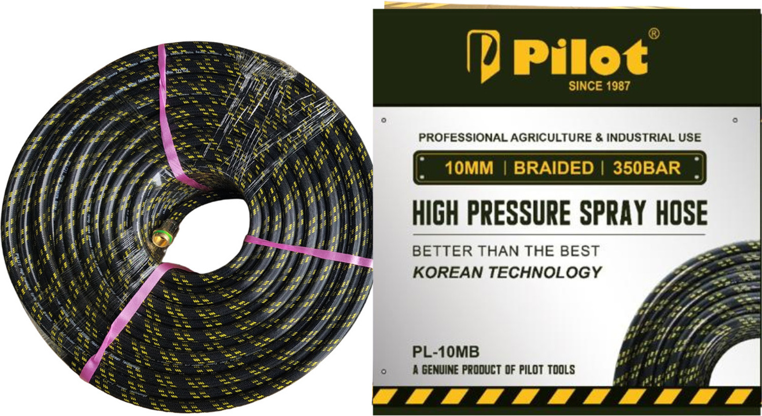 Image of Pilot 10MM High Pressure Spray Hose 100M with 1 /2 Inch Nipple Hose Pipe (100 m)
