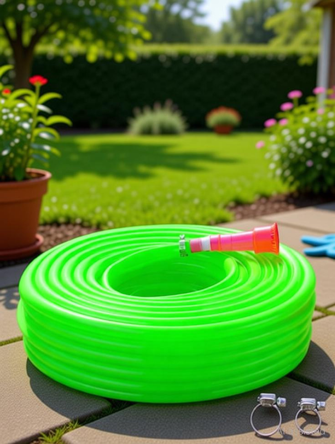 Image of RAMA PIPE 0.5 inch garden pipe water hose durable 15 feet (5 meter) for gardening with connector and clips Hose Pipe (5 m)