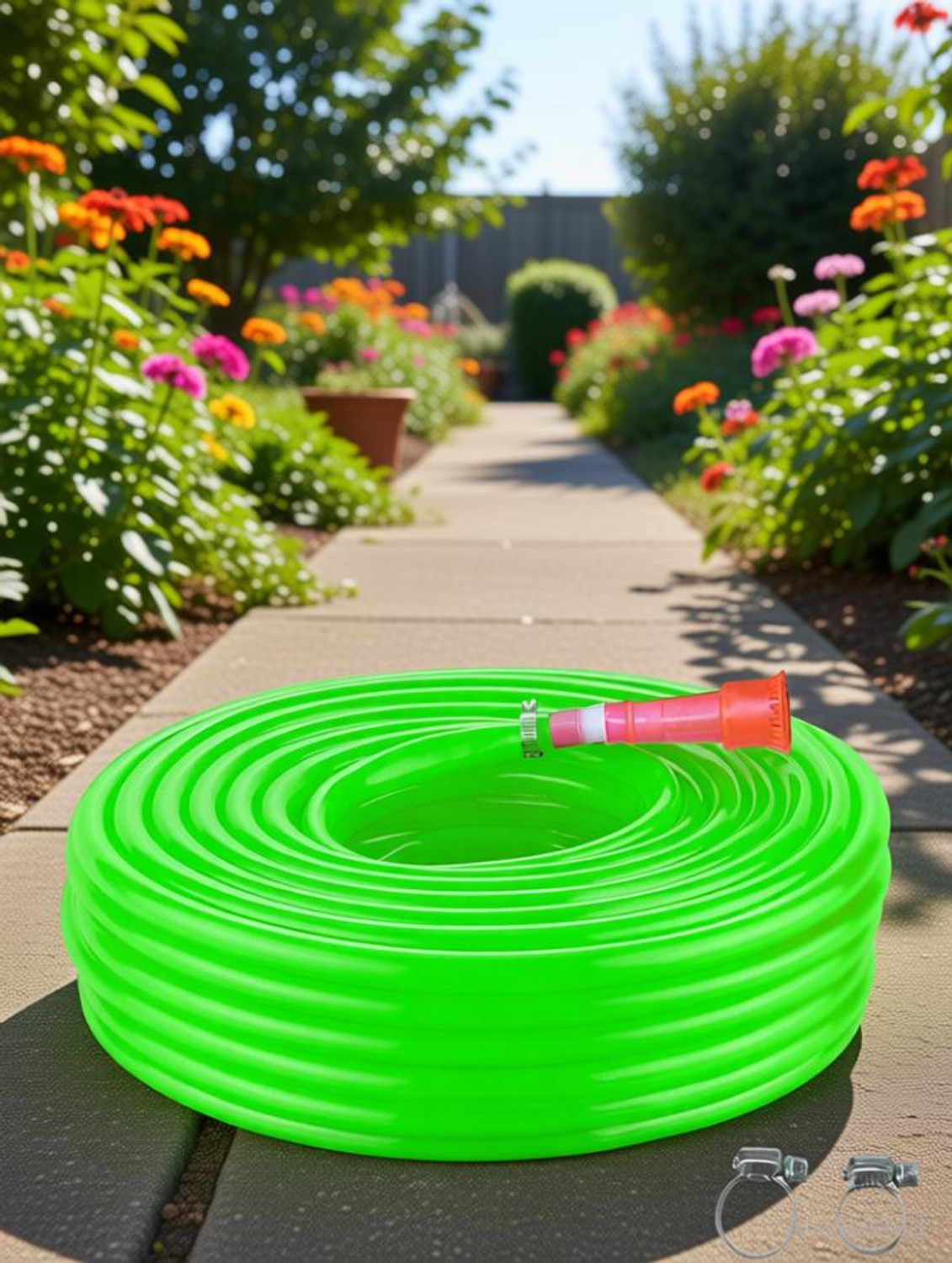 Image of RAMA PIPE 0.5 inch garden pipe water hose durable 15 feet (5 meter) for gardening with connector and clips Hose Pipe (5 m)