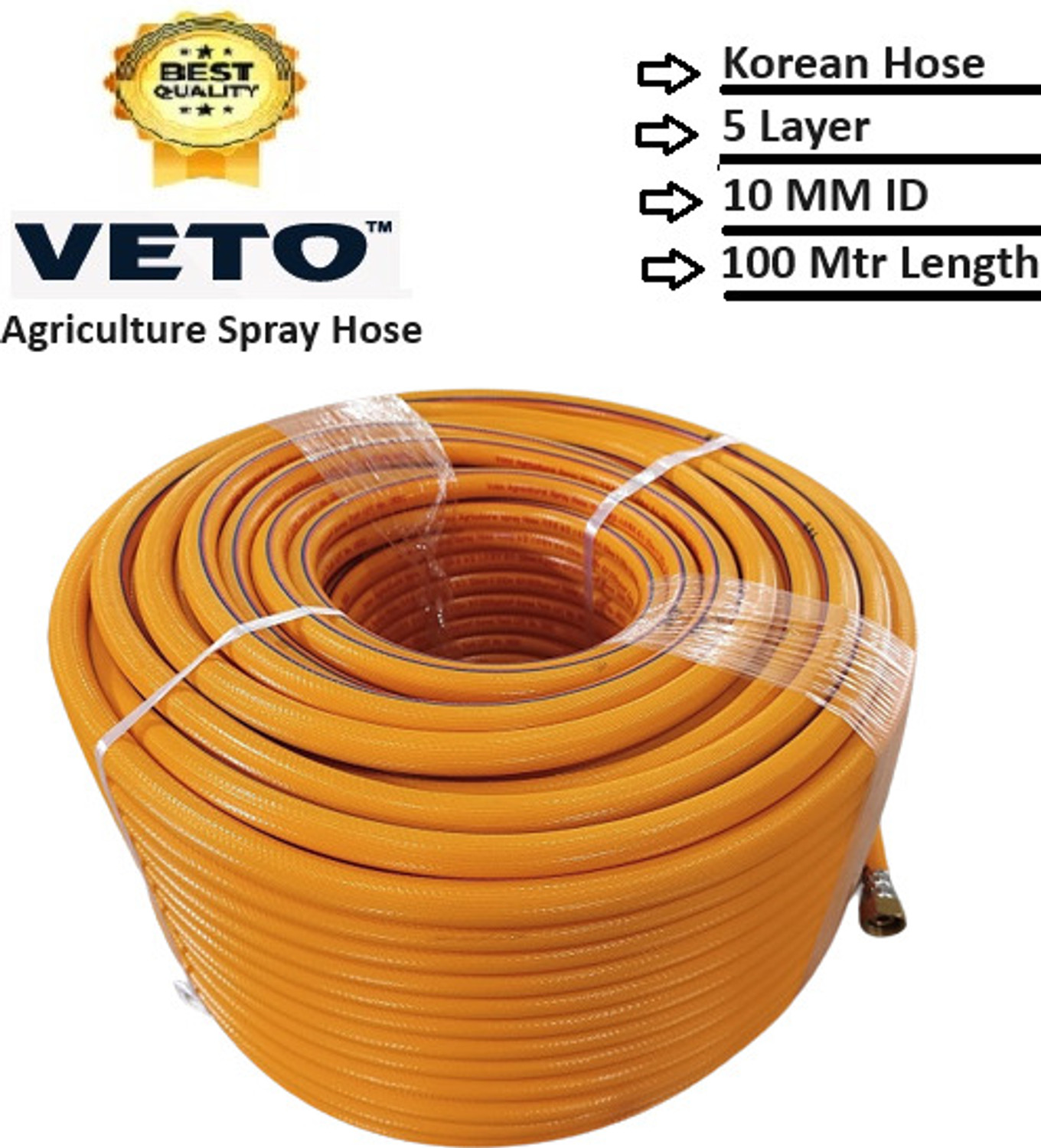 Image of Pilot 10MM High Pressure Spray Hose 100M with 1 /2 Inch Nipple Hose Pipe (100 m)