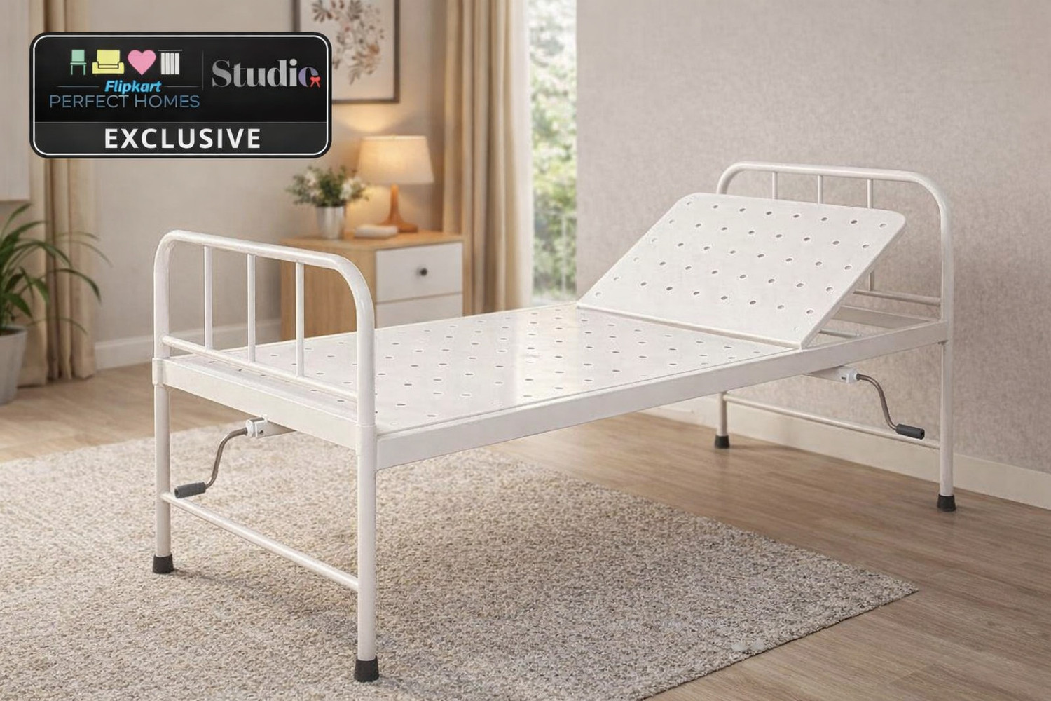 Image of MF GLOBAL Iron, Fiber Manual Hospital Bed (Elevation Present)