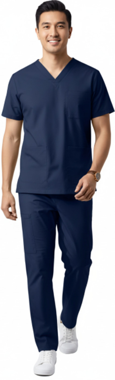 Image of UNIQFORM Men scrub suit Special for Healthcare Professionals Hospital Scrub Suit Set Shirt, Pant Hospital Scrub (Navy Blue XXL)