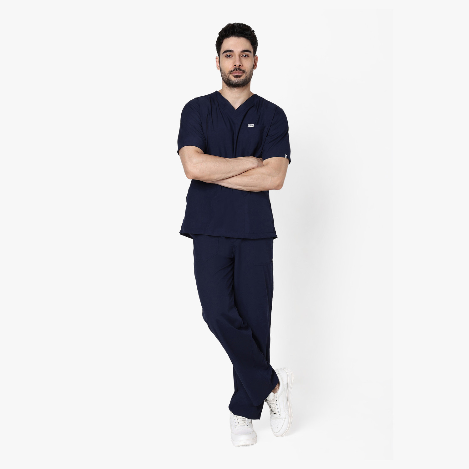 Image of KNYA Women's Scrubs for Doctors | 5 Pocket Pant, Shirt Hospital Scrub (Navy Blue XL)