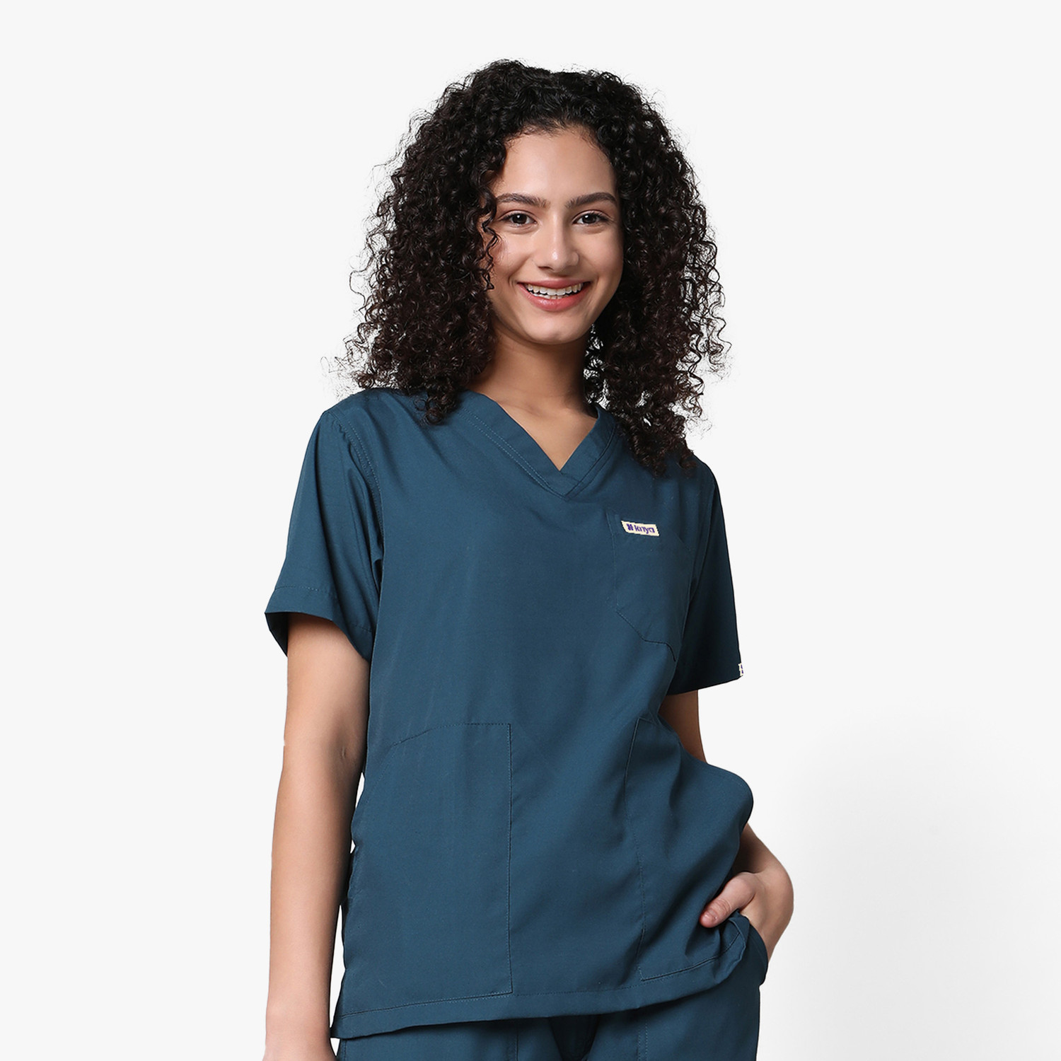 Image of KNYA Women's Scrubs for Doctors | 5 Pocket Pant, Shirt Hospital Scrub (Forest Green XL)