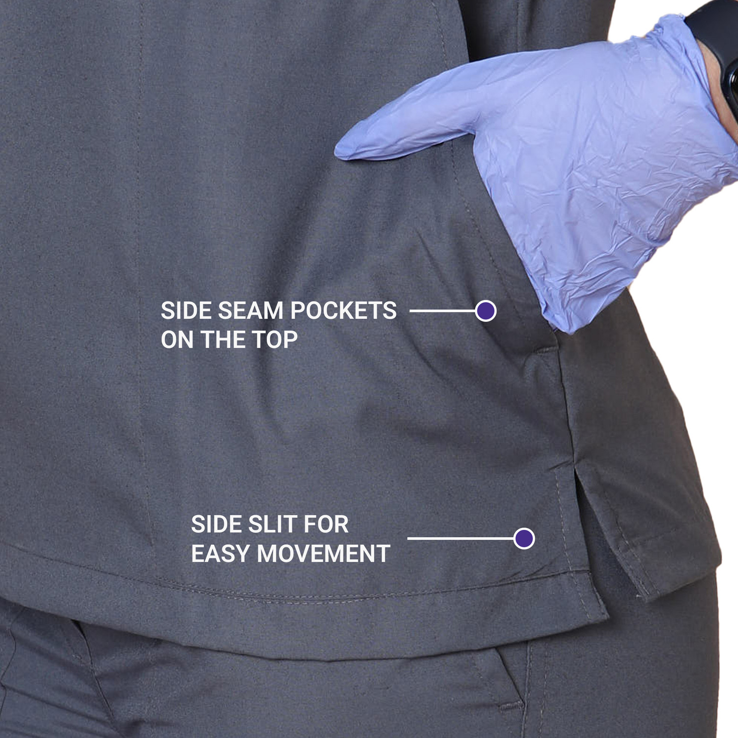 Image of KNYA Women's Scrubs | 5 Pocket Pant, Shirt Hospital Scrub (Heather Grey XS)