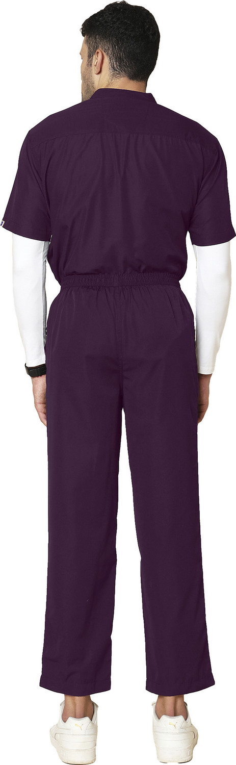 Image of Knya med Classic Men's Mandarin Collar Scrubs Gown Hospital Scrub (Wine 4 XL)