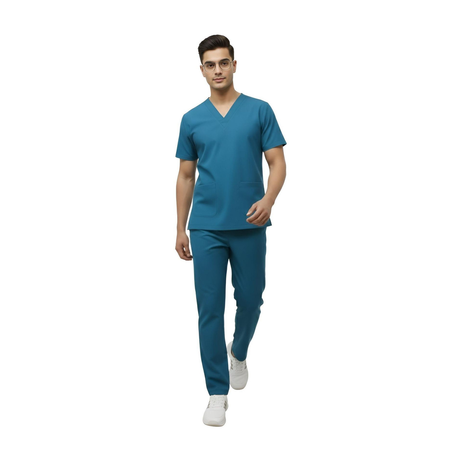 Image of KNYA Men's Scrubsuits | 5 Pocket | V Neck | For Doctors Pant, Shirt Hospital Scrub (Forest Green XL)