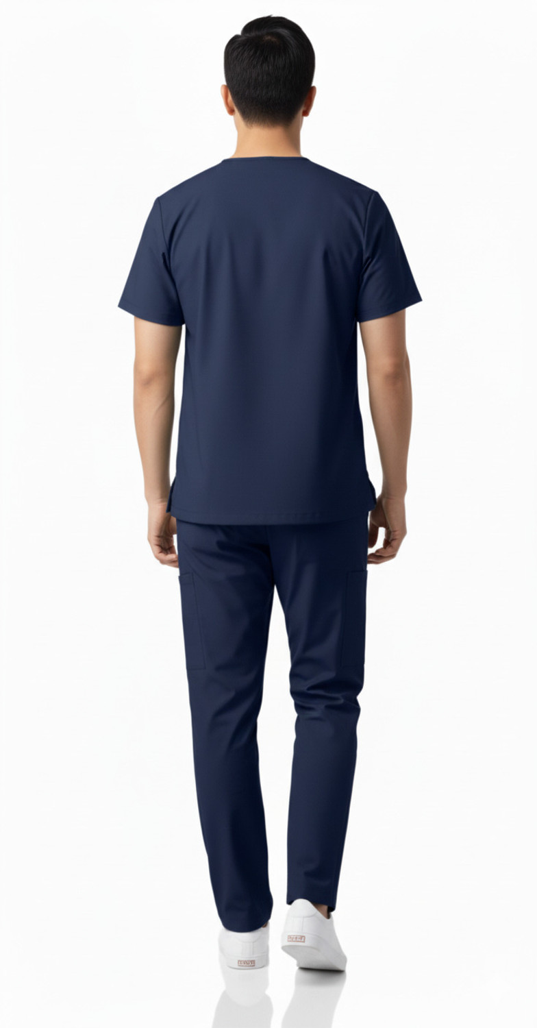 Image of UNIQFORM Men scrub suit Special for Healthcare Professionals Hospital Scrub Suit Set Shirt, Pant Hospital Scrub (Navy Blue XXL)