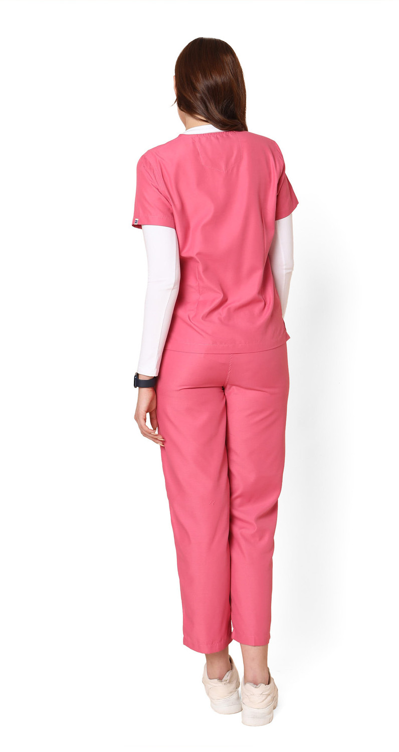 Image of KNYA New Gen|5 pocket| Womens Scrubs Pant, Shirt Hospital Scrub (Hot Pink XXXL)