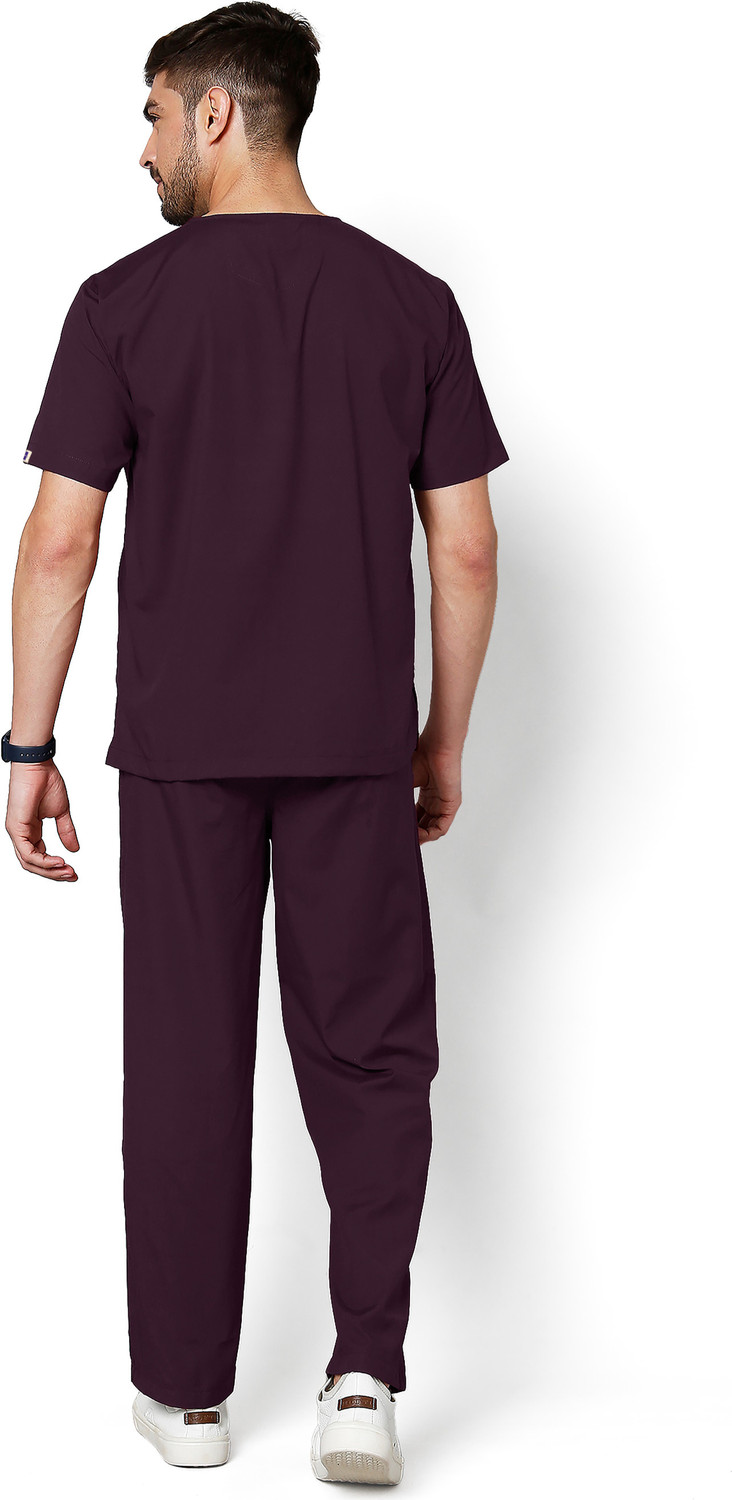Image of Knya med Classic Men's 10-Pocket Essential Scrub Suit Pant, Shirt Hospital Scrub (Wine XL)