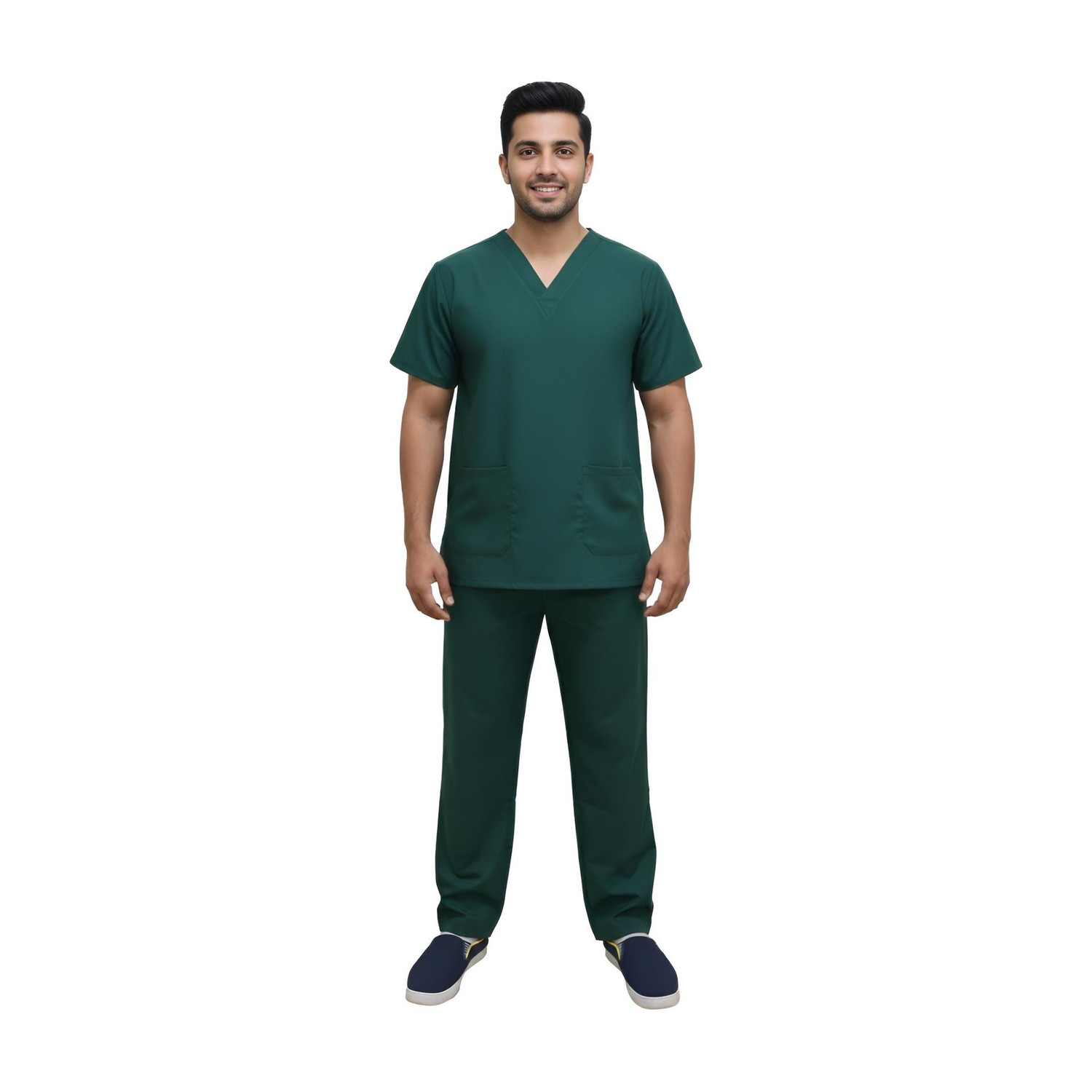 Image of KNYA Men's Scrubsuits | 5 Pocket | V Neck | For Doctors Pant, Shirt Hospital Scrub (Forest Green XL)