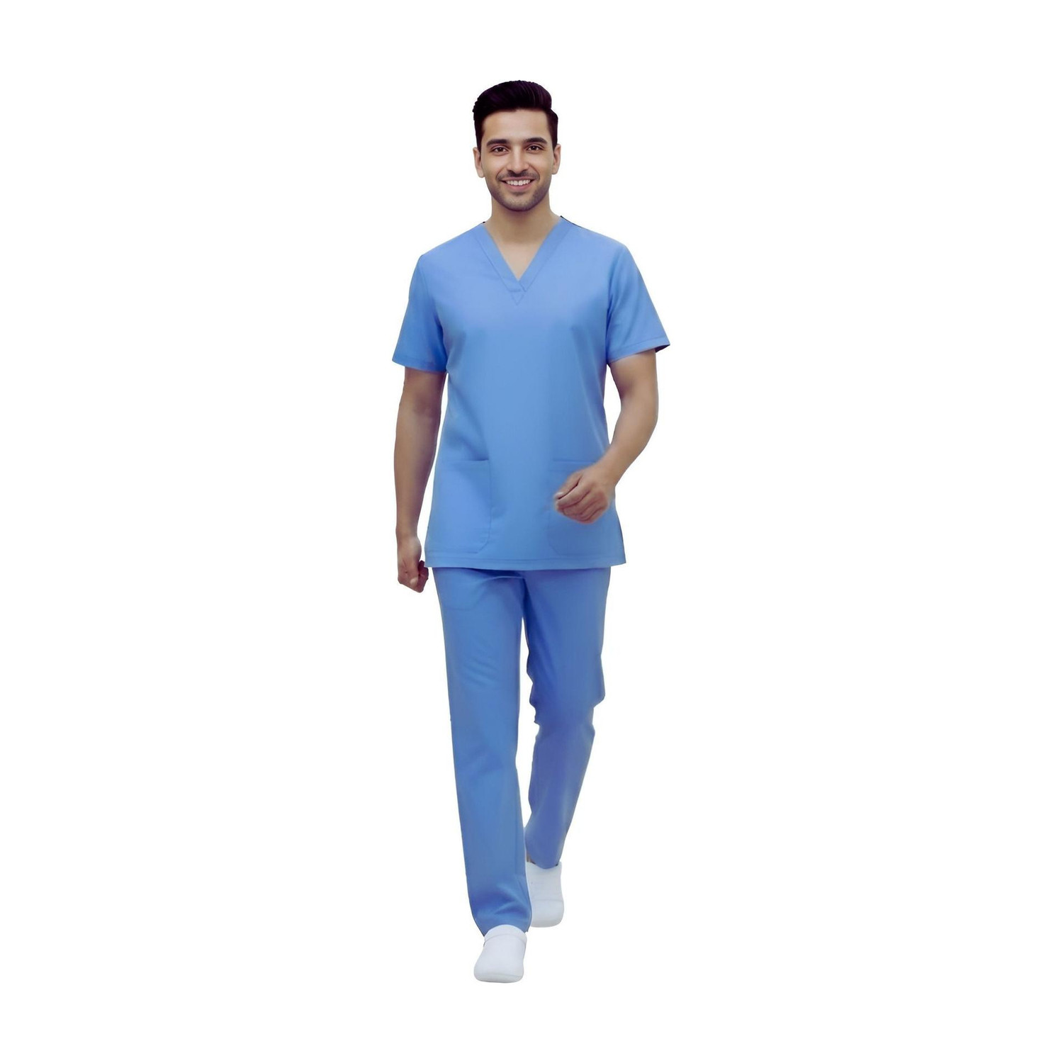 Image of Knya med Classic Men's 10-Pocket Essential Scrub Suit Pant, Shirt Hospital Scrub (Wine XL)
