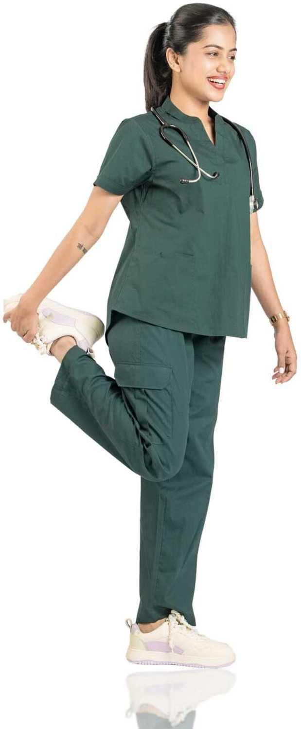 Image of KNYA Women Scrub Suit Pant, Shirt Hospital Scrub (Forest green XXXL)