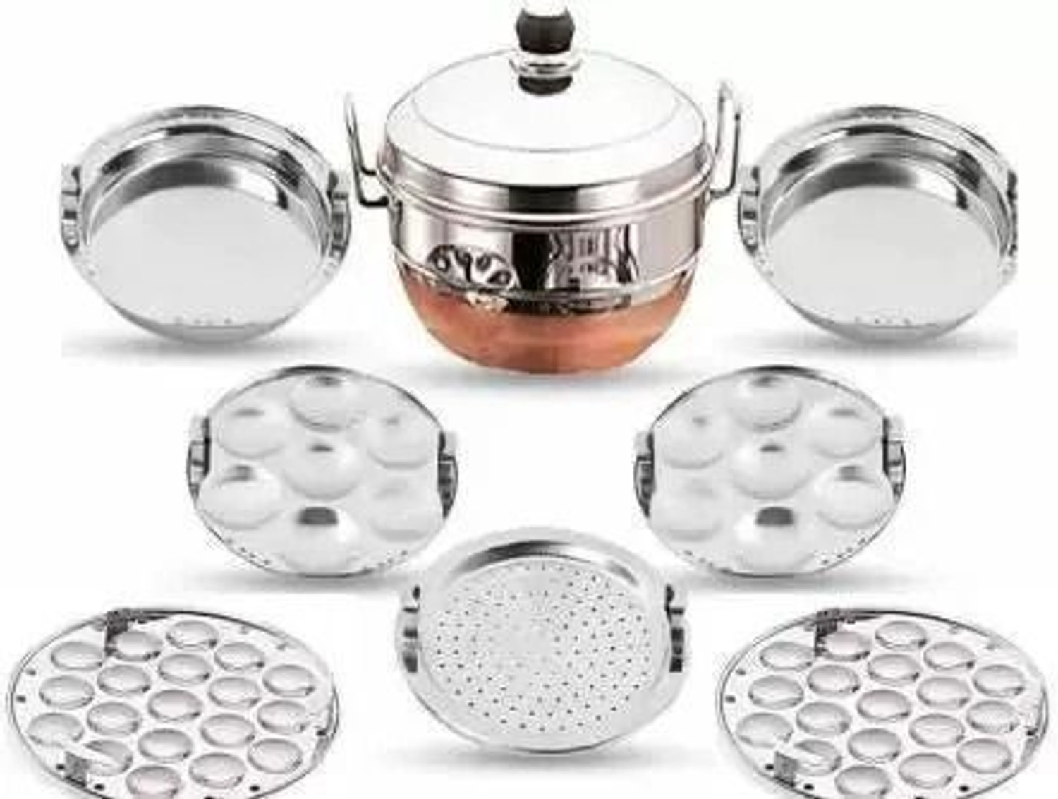 Sambhavnath Multi Kadai Idli Make Dhokla & Patra Plates Idli Maker (7 Plates ,14Idlis) Induction & Standard Idli Maker (7 Plates , 14 Idlis ) - Image 1