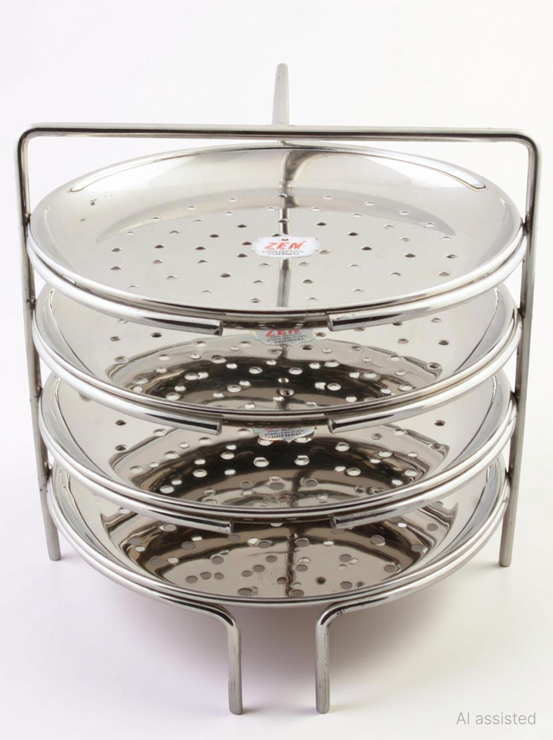 Image of Zen Stainless Steel Idiyappam Stand | Momos Steamer | Vegetable Steamer (Big size) Induction & Standard Idli Maker (4 Plates , 4 Idlis )