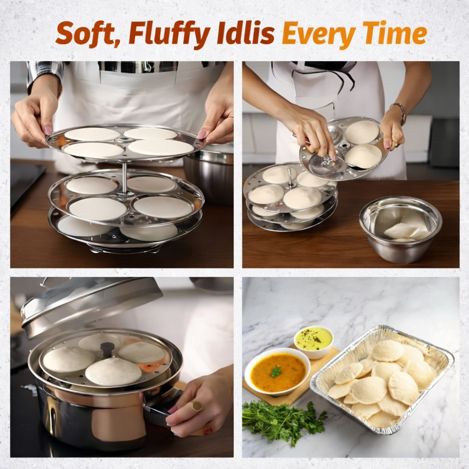 Image of villa traders 5-Tier Stainless Steel Idli Maker Standard Idli Maker (4 Plates , 4 Idlis )