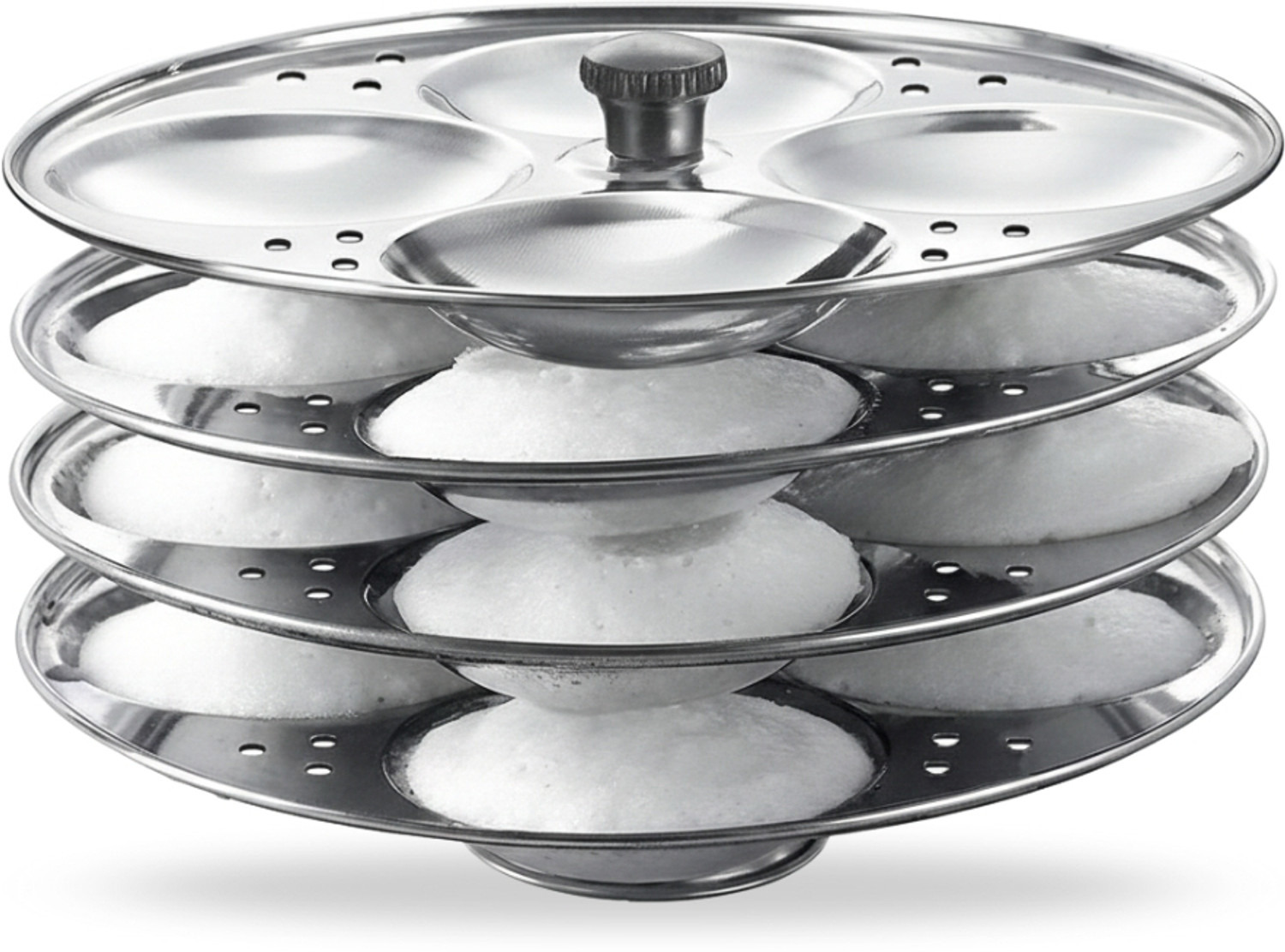 Image of villa traders 5-Tier Stainless Steel Idli Maker Standard Idli Maker (4 Plates , 4 Idlis )