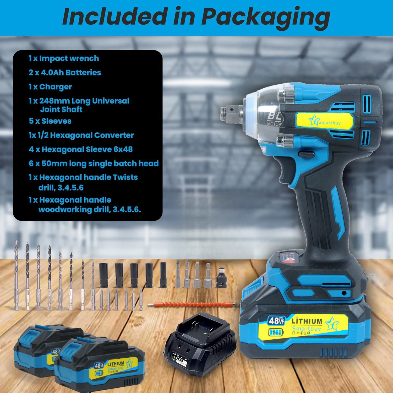Image of Flipkart SmartBuy Cordless Impact Wrench | Auto Hammer Wrench Machine for Car & Industrial Usage Cordless Impact Wrench (1 /2 inch)