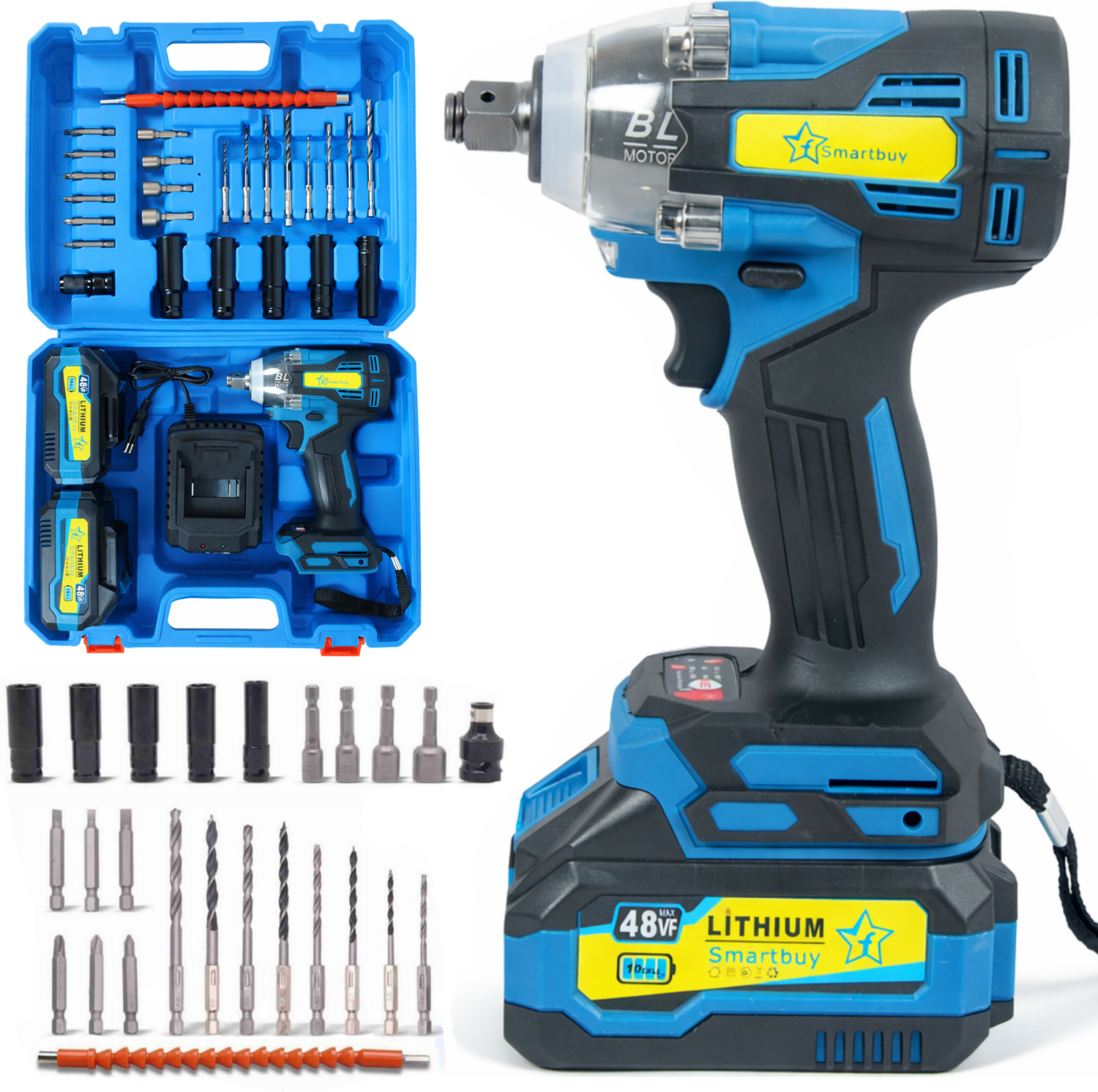 Image of Flipkart SmartBuy Cordless Impact Wrench | Auto Hammer Wrench Machine for Car & Industrial Use Cordless Impact Wrench (1 /2 inch)