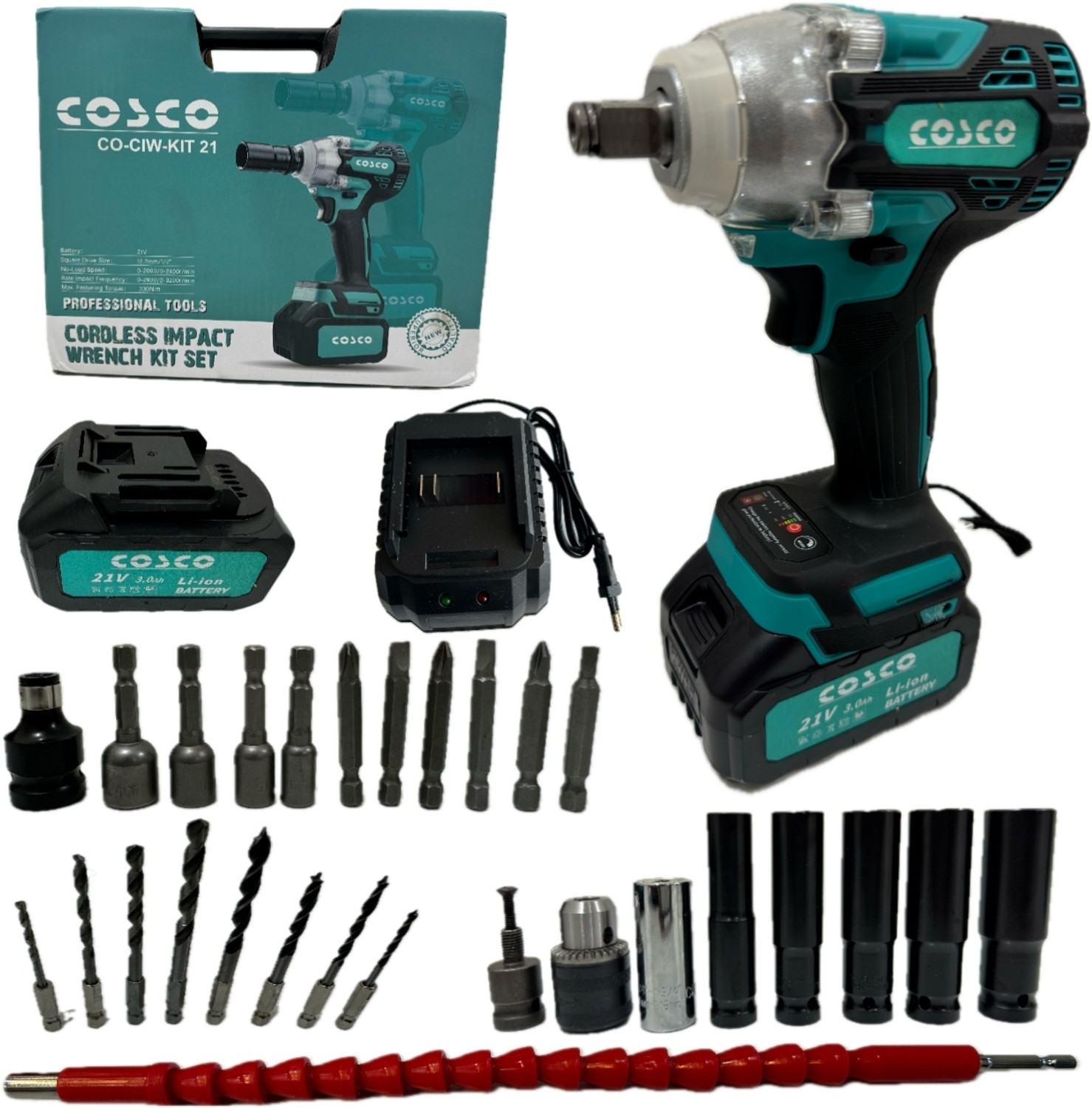 MPT CO-CIW-KIT21 CORDLESS IMPACT WRENCH KIT SET 330NM TORQUE FOR HEAVY DUTY MACHINE Cordless Drill