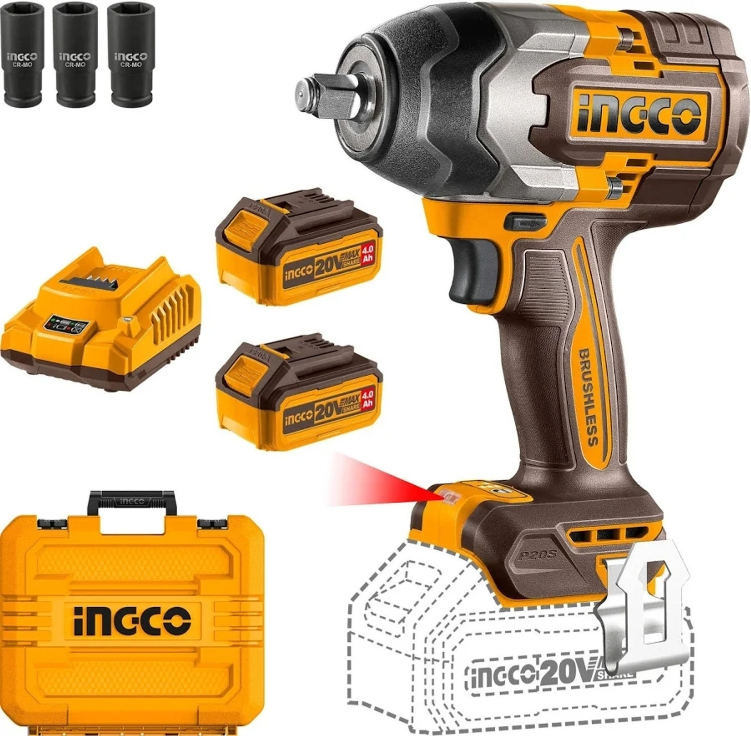 INGCO 20V CIWLI2085 1000NM Cordless Impact Wrench - Image 6