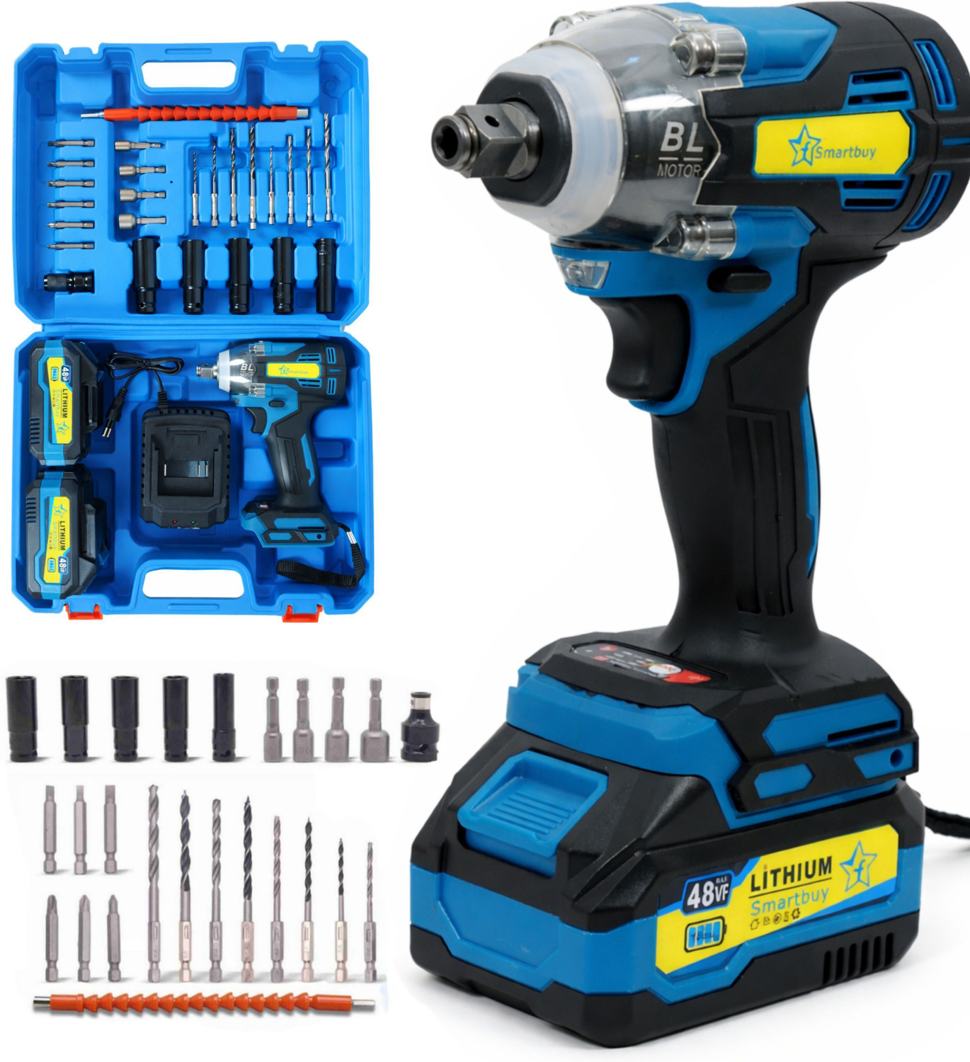 Image of Flipkart SmartBuy Cordless Impact Wrench | Auto Hammer Wrench Machine for Car & Industrial Usage Cordless Impact Wrench (1 /2 inch)
