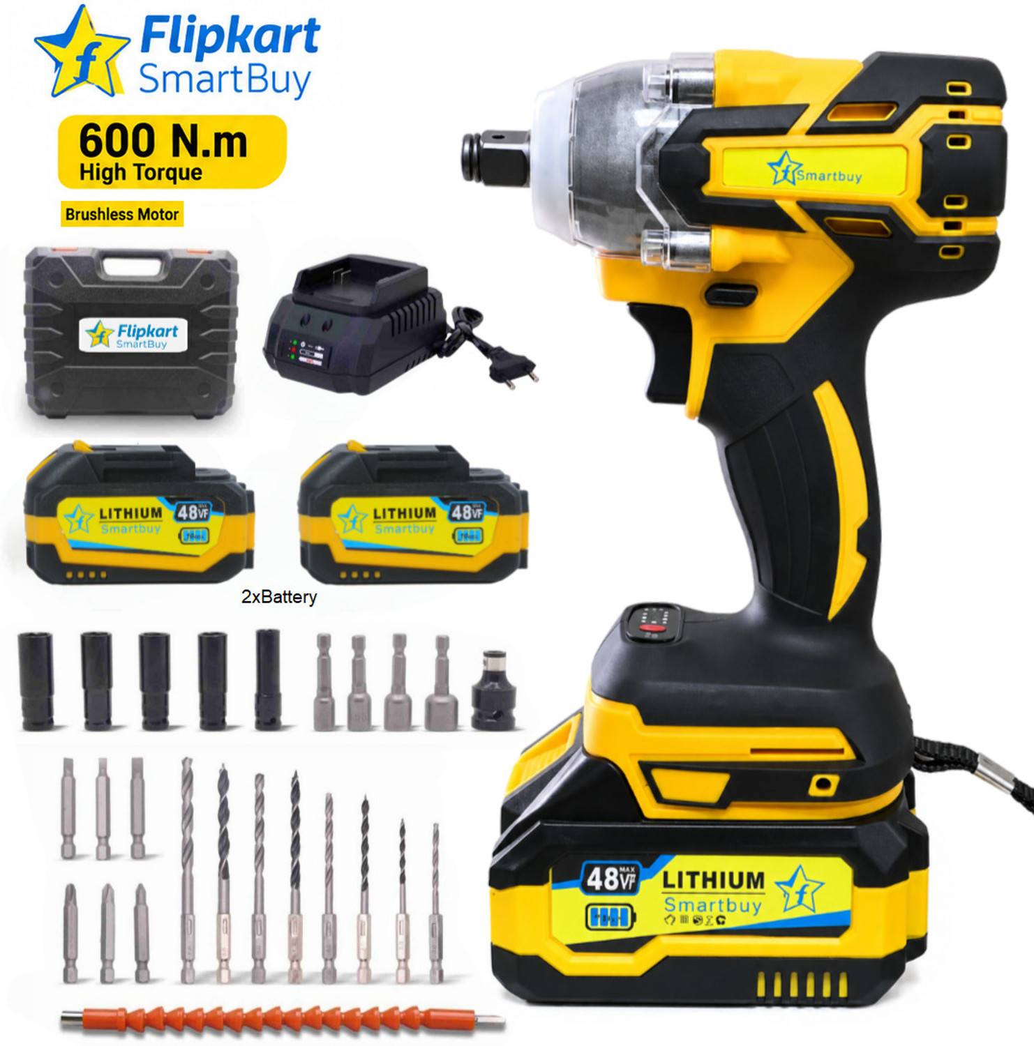Flipkart SmartBuy Cordless Impact Wrench | Auto Hammer Wrench Machine for Car and Industrial Use Cordless Impact Wrench