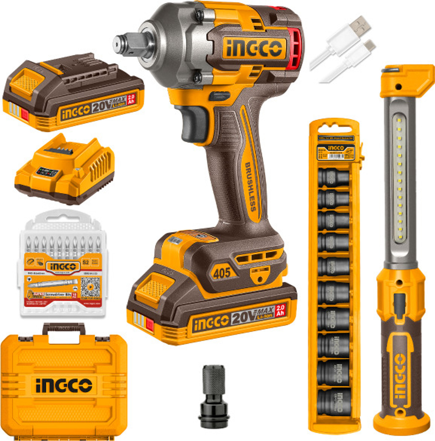 Image of INGCO Cordless 2 pcs combo kit Cordless Impact Wrench (1 /2 inch)
