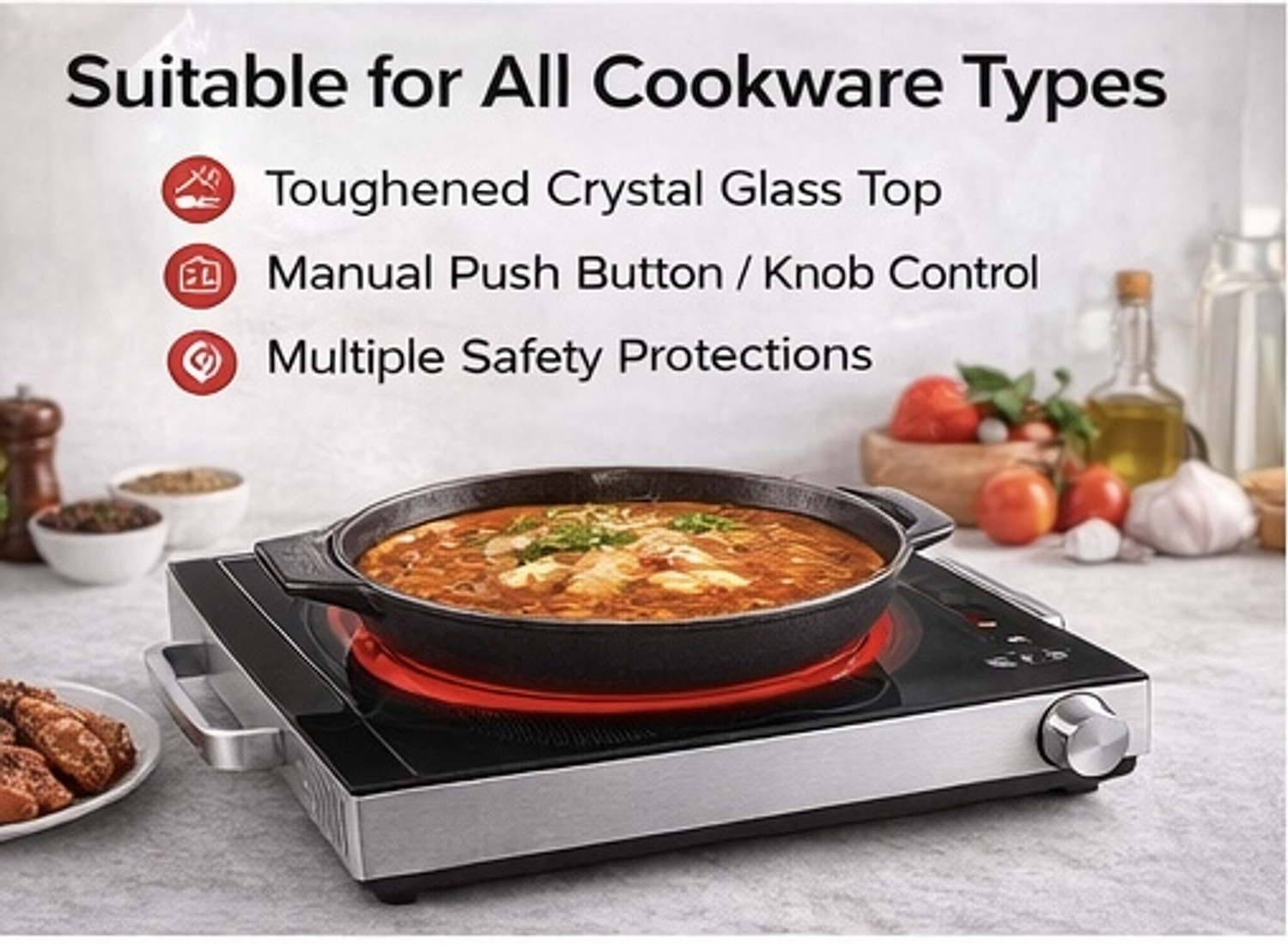 Image of Veto 2200 W Infrared Cooktop Touch Panel (Black, DUIC2200)