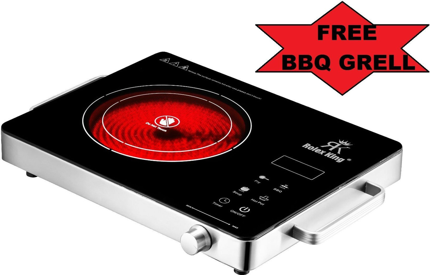 Image of Radhe 2200 W Induction Cooktop Touch Panel (Multicolor, FREE BBQ GRILL 2200WATT Touch Panel Infrared Induction (use with All Utensils))