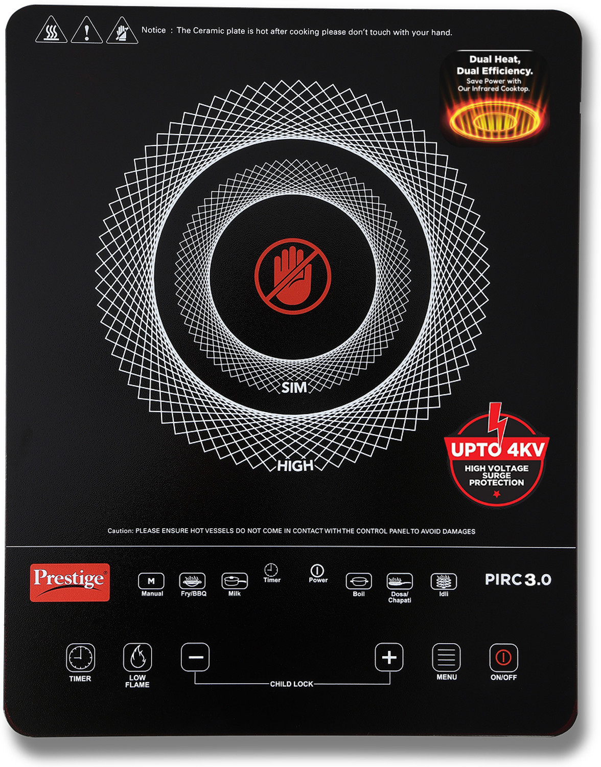 Image of Kutchina 2000 W Infrared Cooktop Push Button (Black, BOLT EXCEL)