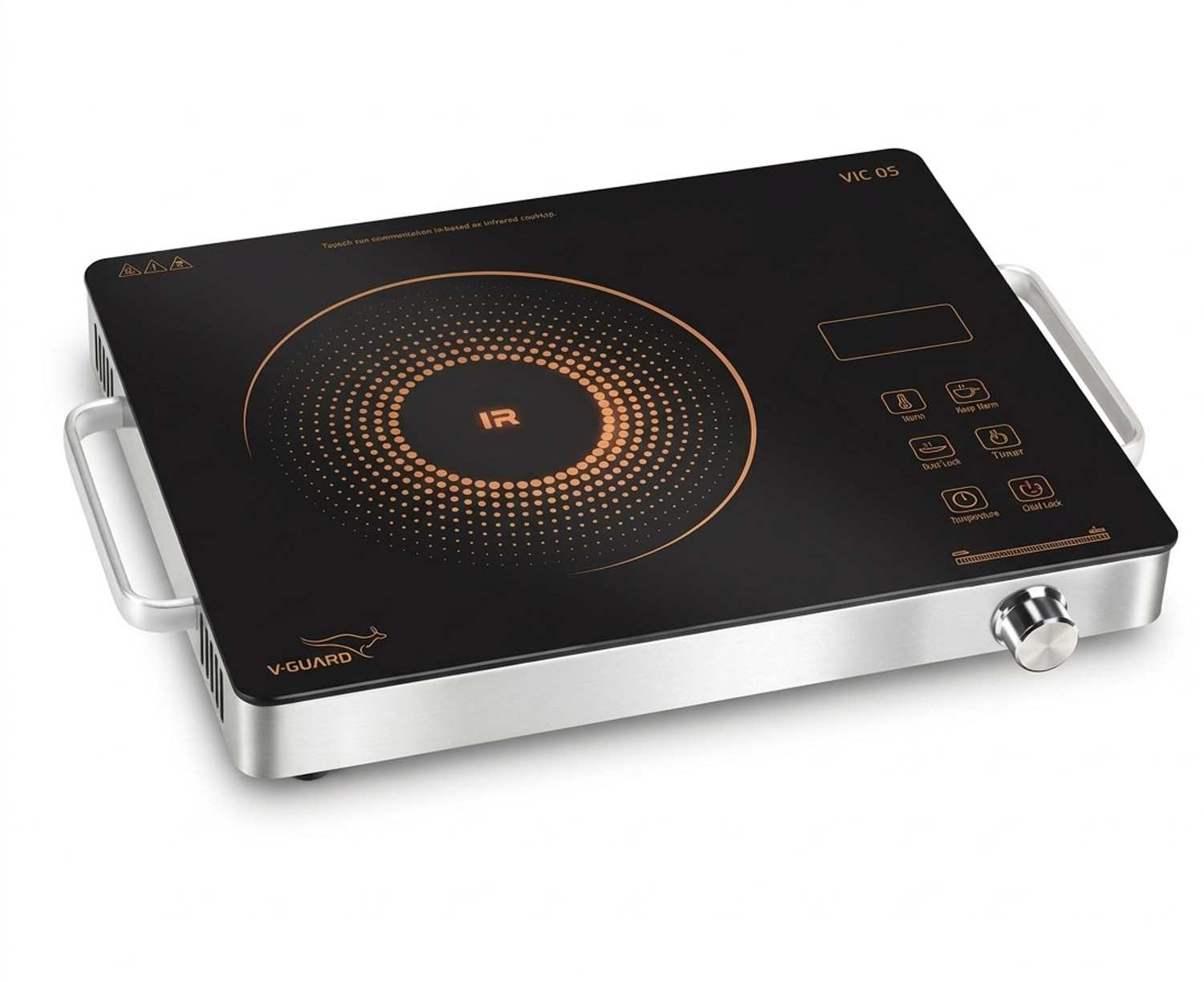 Image of V-Guard 2000 W Infrared Cooktop Touch Panel, Jog Dial (Black, VIRC 05)