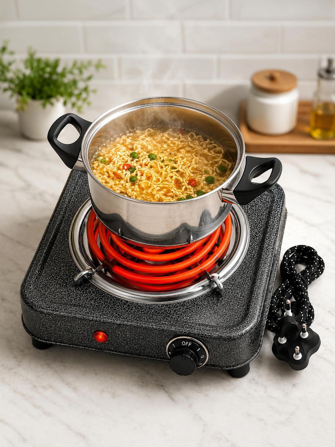 Image of TRENDING TREASURES 1000 W Induction Cooktop Jog Dial (White, HP-SingleCoil-001)