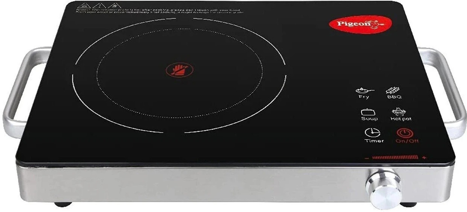 Image of V-Guard 2000 W Infrared Cooktop Touch Panel, Jog Dial (Black, VIRC 05)