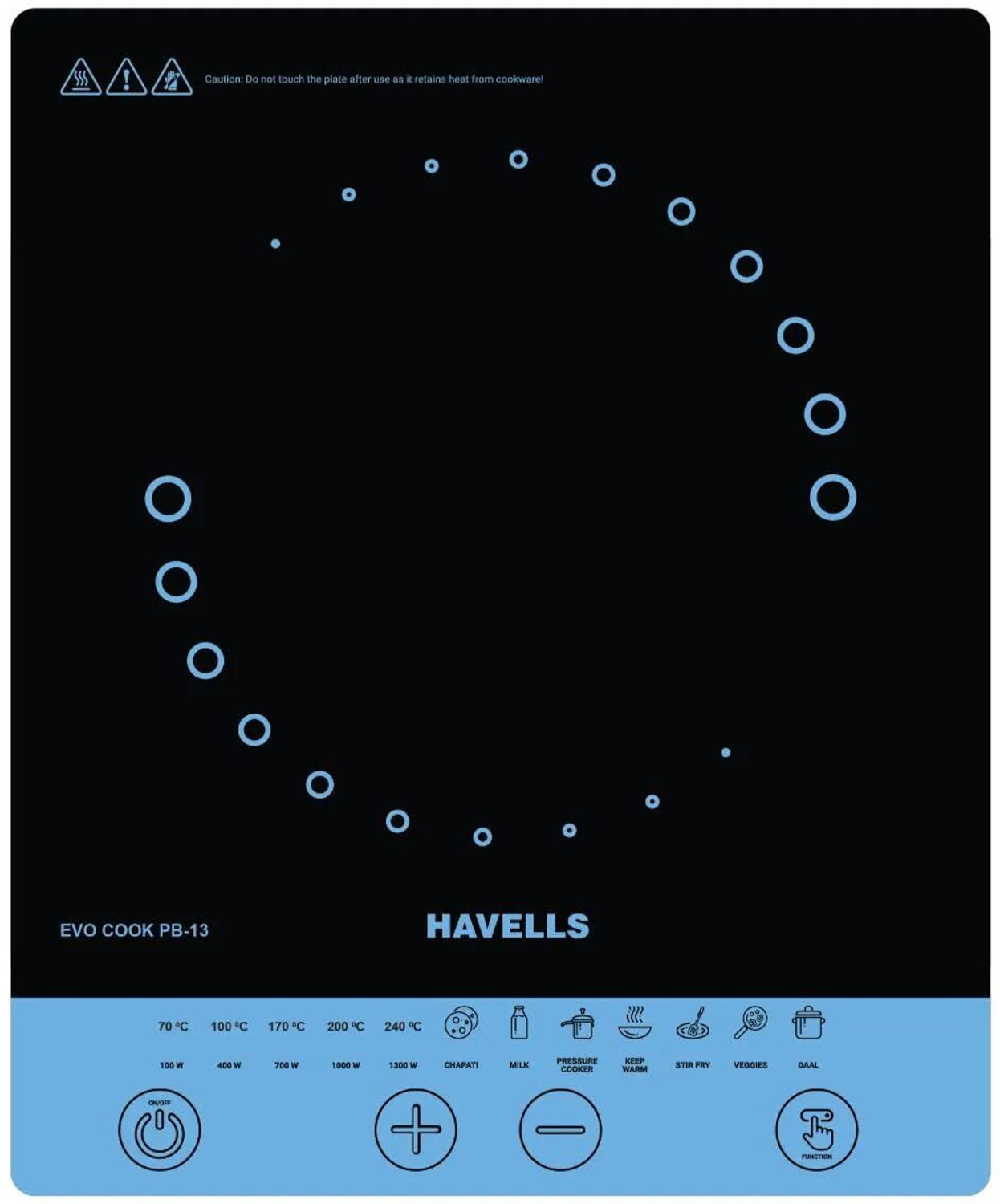 Image of HAVELLS 2000 W Induction Cooktop Touch Panel (Black, Evo Cook TC20 (GHCICEMK200))