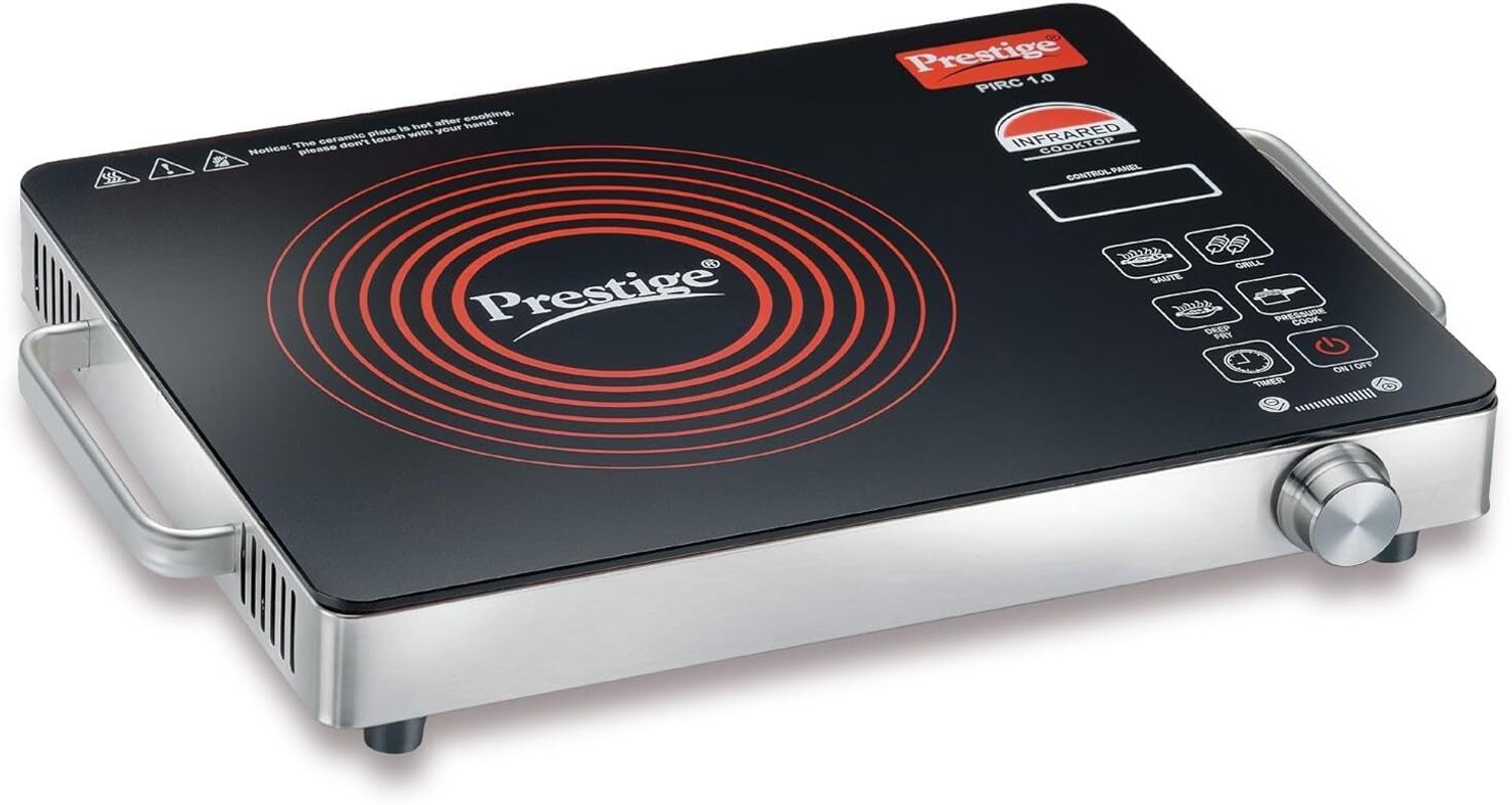 Image of TTK PRESTIGE 2200 W Infrared Cooktop Jog Dial, Touch Panel (Black, PIRC 1.0)