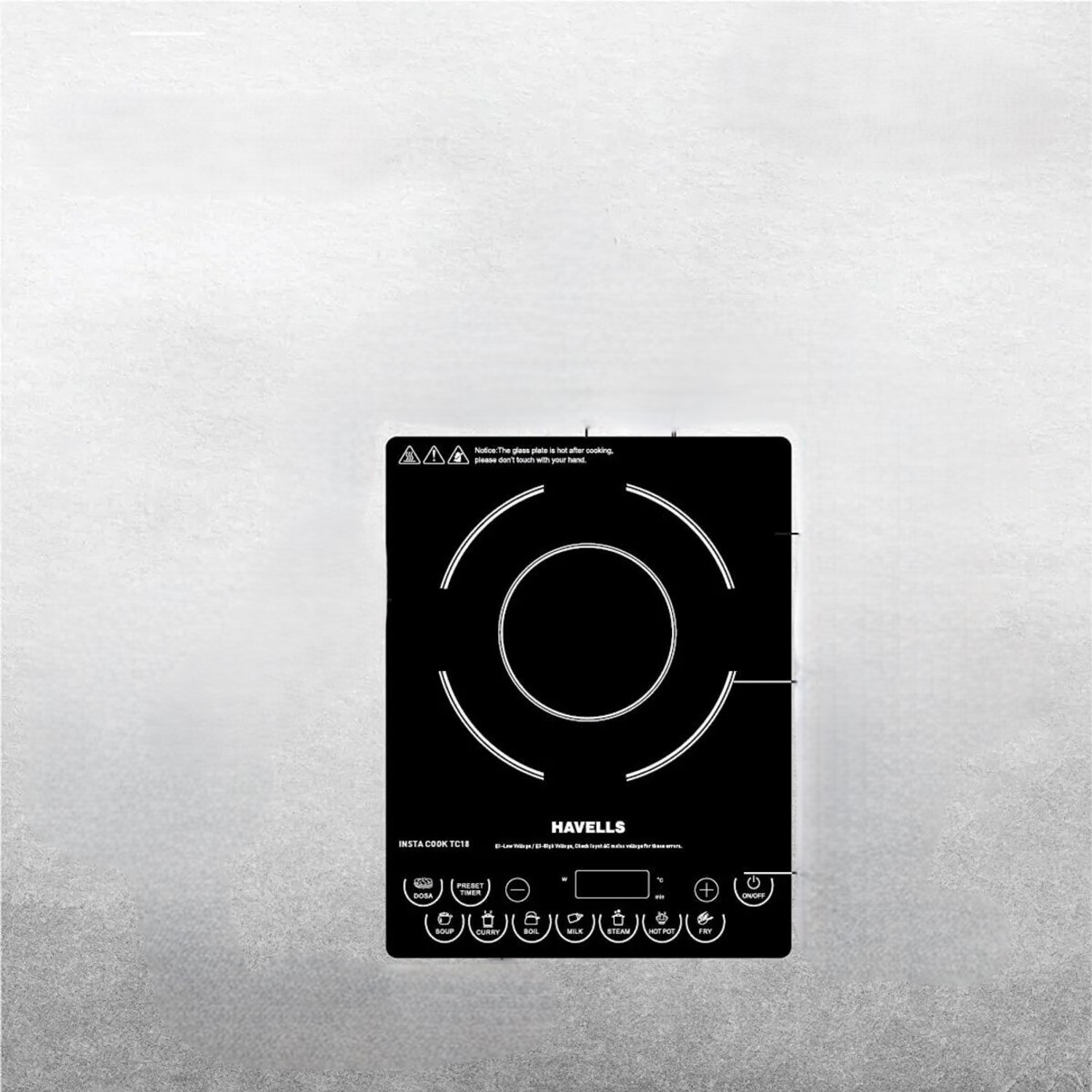Image of HAVELLS 1800 W Induction Cooktop Push Button (Black, 1800 W Cooktop Touch Panel)