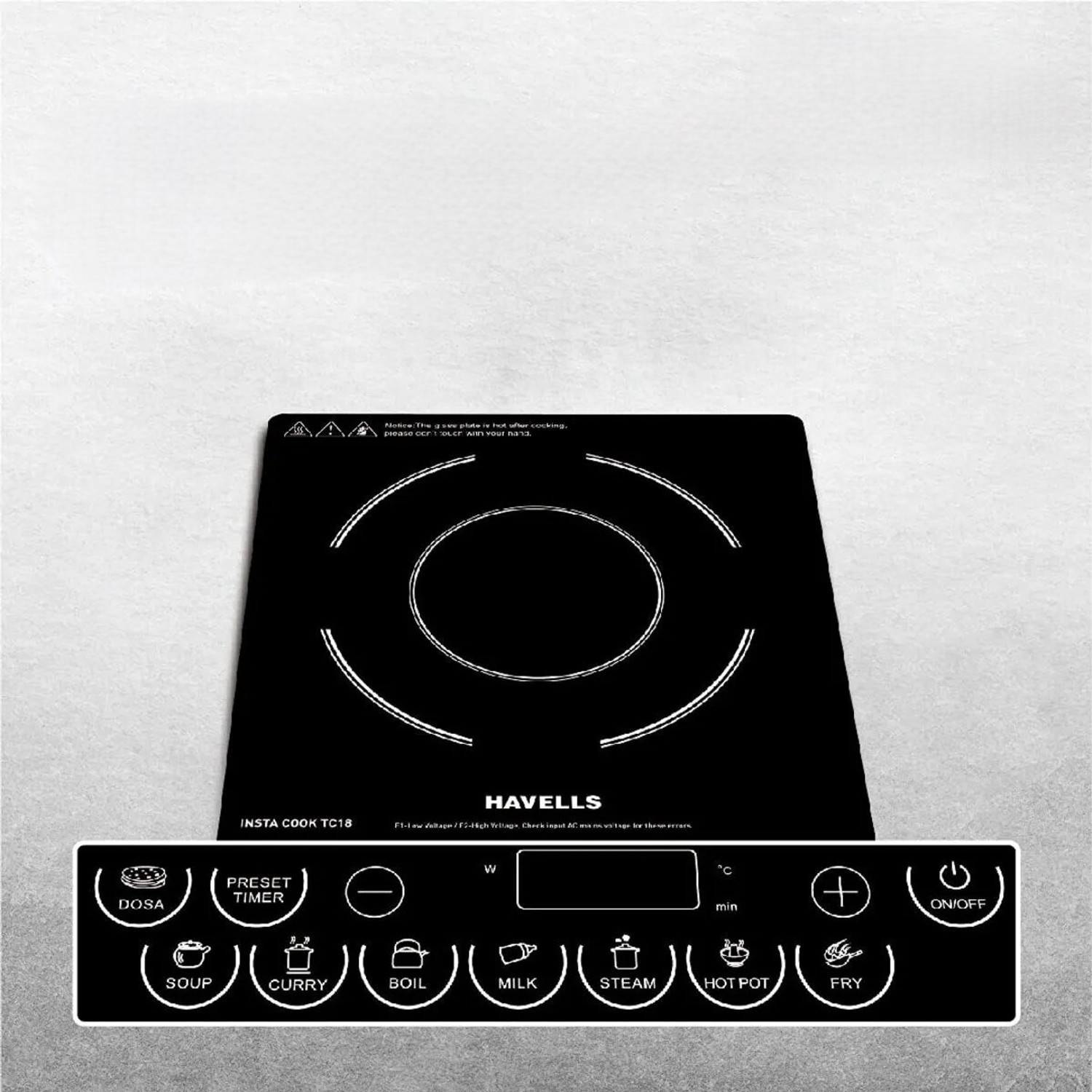 Image of HAVELLS 1800 W Induction Cooktop Push Button (Black, 1800 W Cooktop Touch Panel)