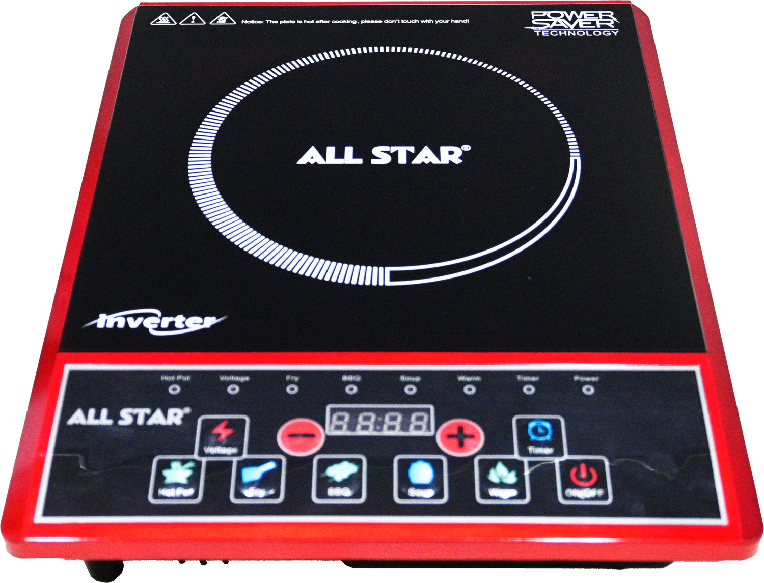 Image of All Star 1500 W Induction Cooktop Touch Panel (Red, STARA207)