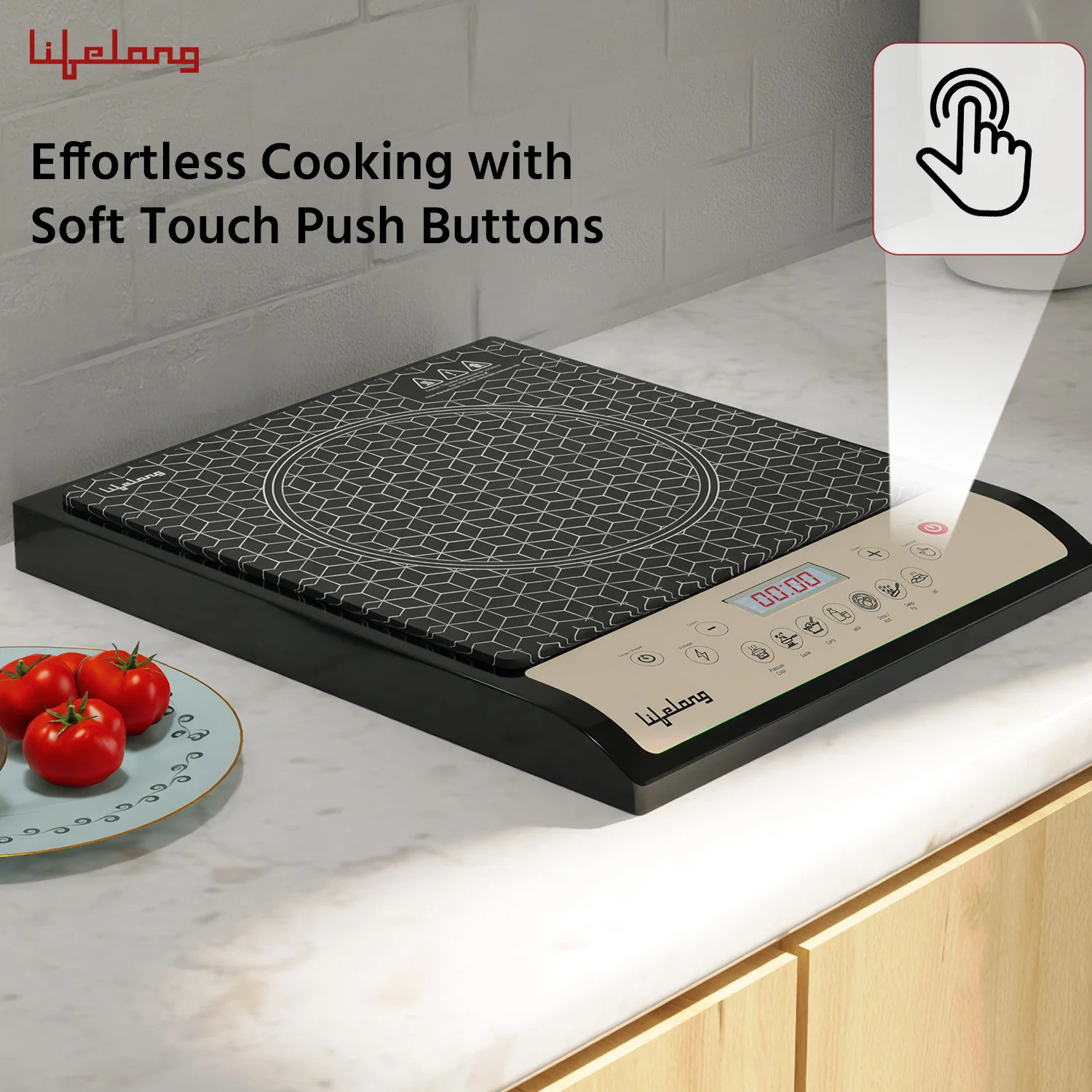 Image of Lifelong 1800 W Induction Cooktop Touch Panel (Black, White, LLIC102)